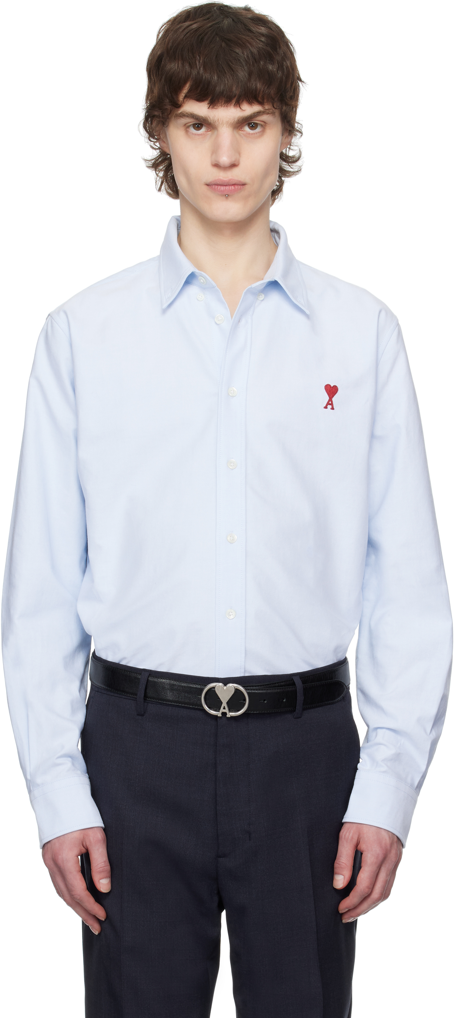 Ami paris ボタンダウンシャツ ブルー Sky Blue Button-Down Ami De Coeur Shirt | AMI PARIS