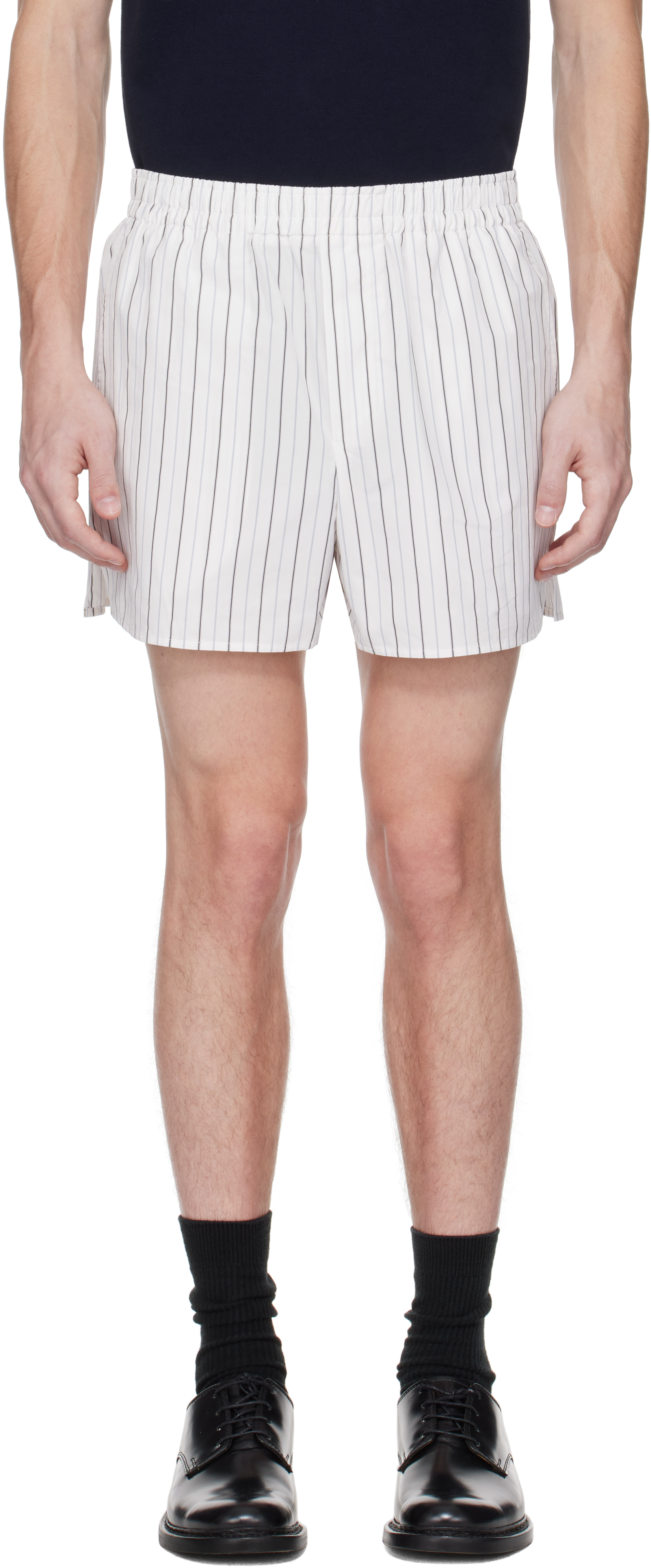 Shop Ami Alexandre Mattiussi White & Blue Elasticated Shorts