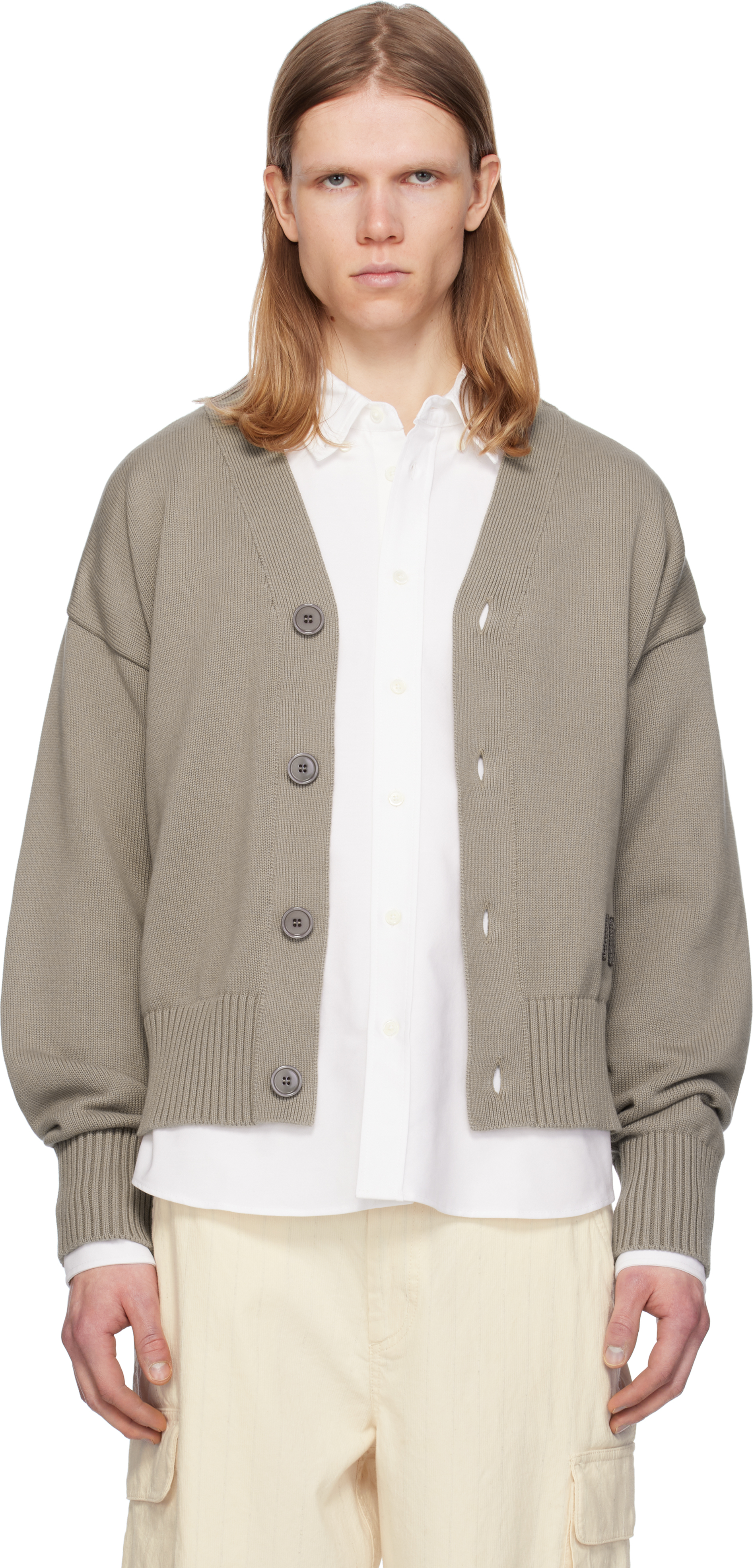 Off-White Cotton Wool 'Ami' Embroidered Cardigan