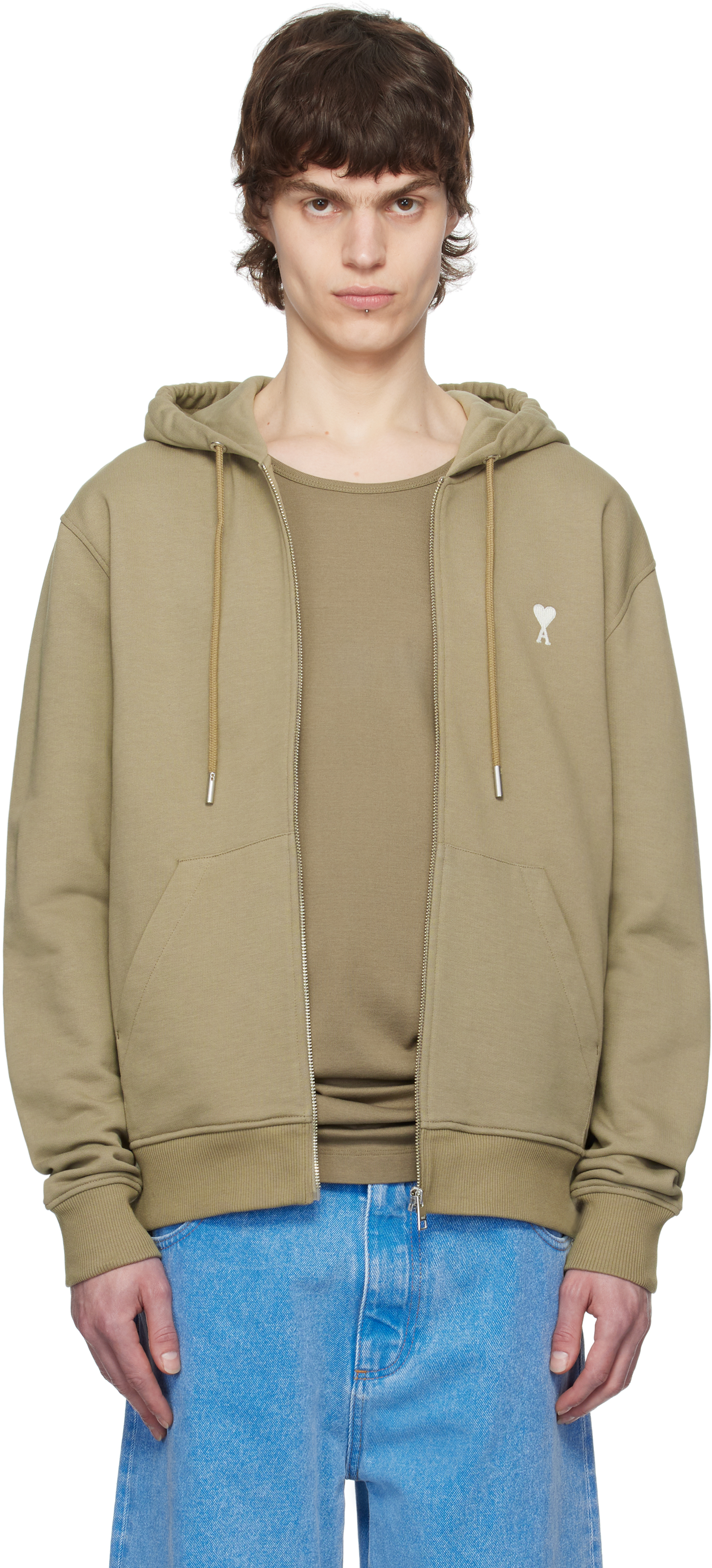 Khaki Cotton Ami de Coeur Hoodie