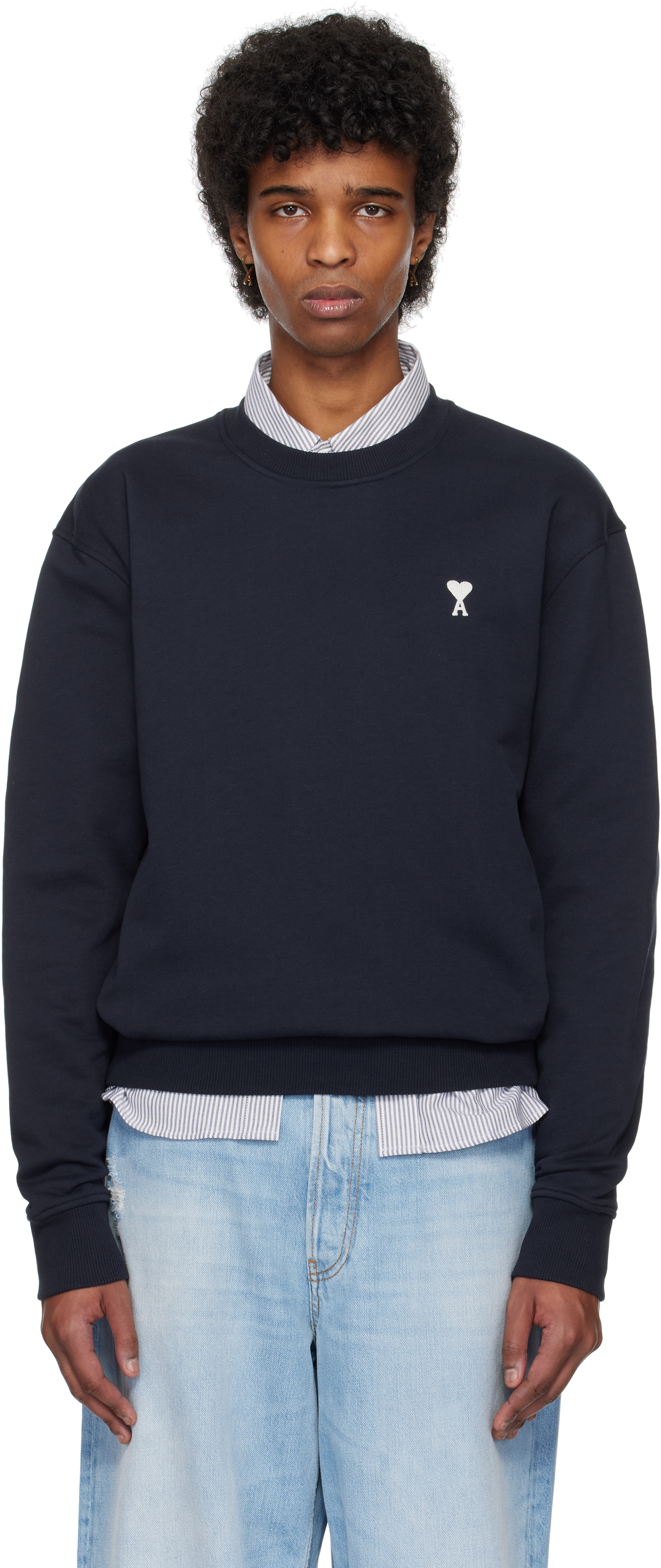 スウェット・トレーナー AMI PARIS AMI DE COEUR NAVY BLUE SWEATSHIRT NAVY BLUE Ami de Coeur Patch Sweatshirt | AMI PARIS