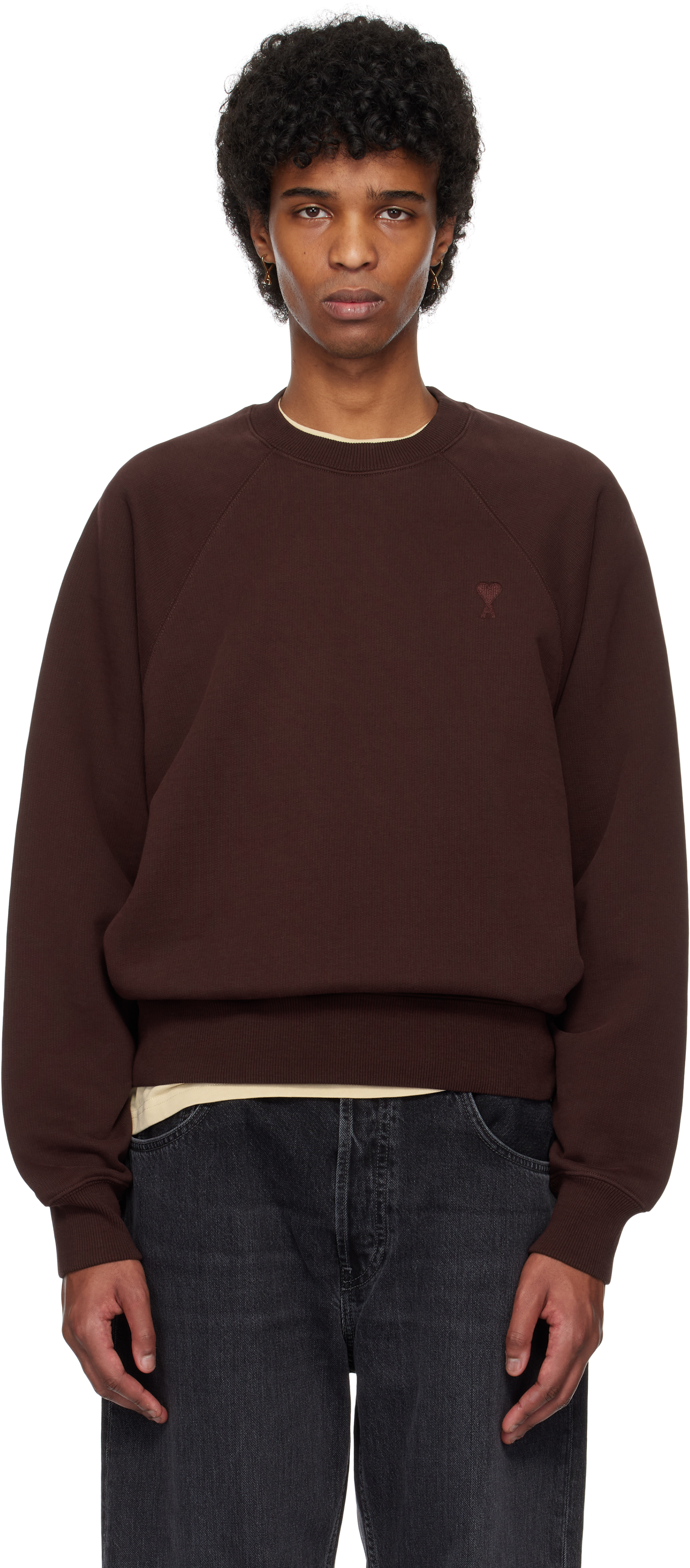 Burgundy Cotton Tonal Ami de Coeur Sweatshirt