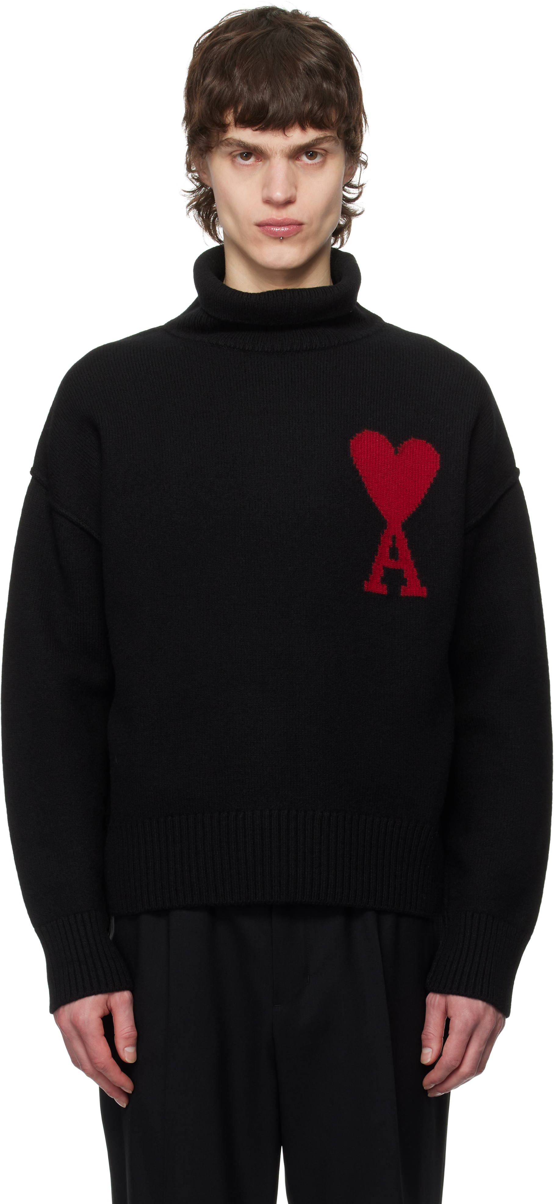 Black Wool Ami de Coeur Turtleneck