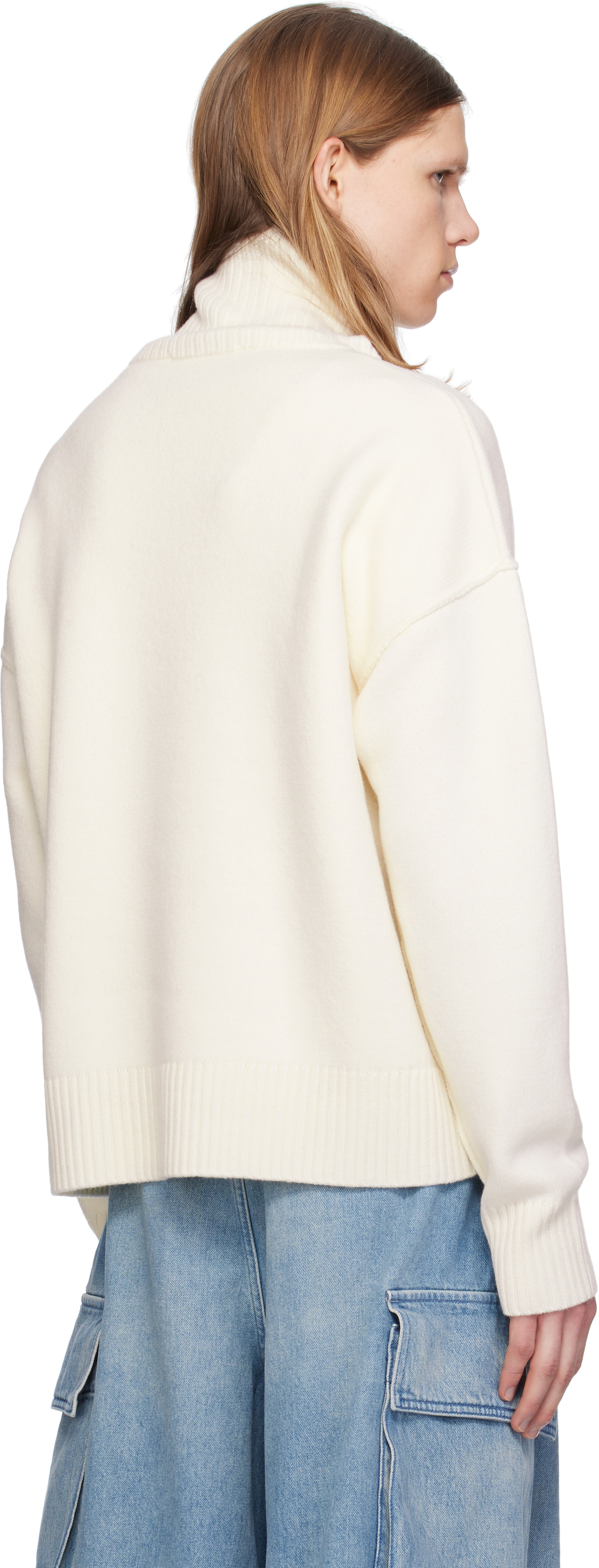 Ami Alexandre Mattiussi Ami Paris Turtleneck Sweater Ami De Coeur White Men In Animal Print