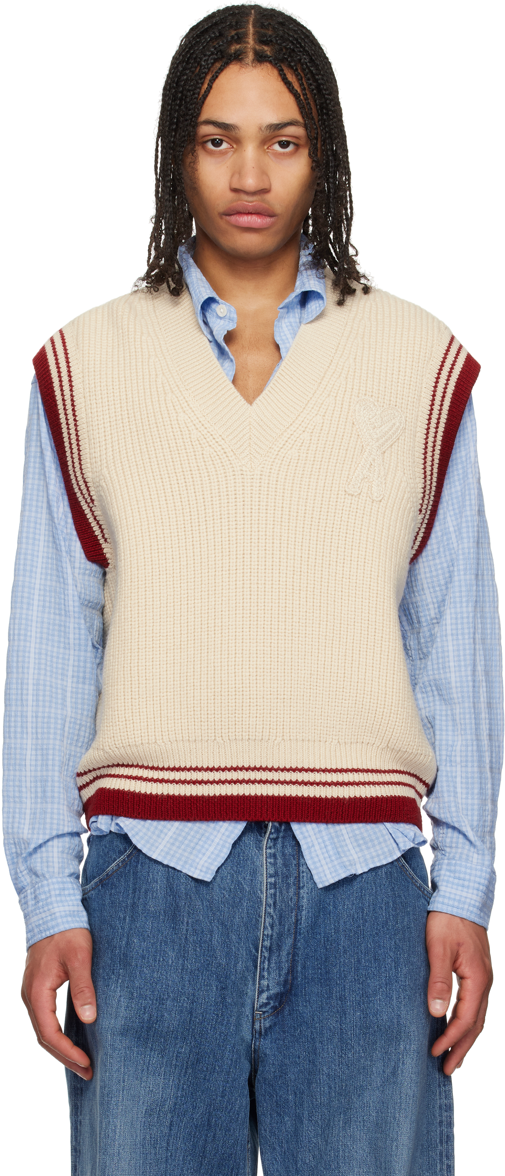 Ami Alexandre Mattiussi Ami Paris Ribbed Sweater In 136 White Cream