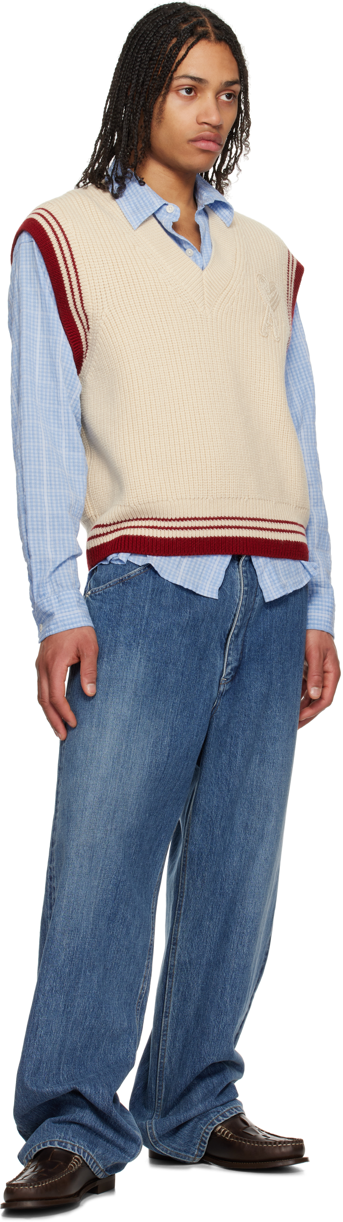 Ami Alexandre Mattiussi Ami Paris Ribbed Sweater In 136 White Cream