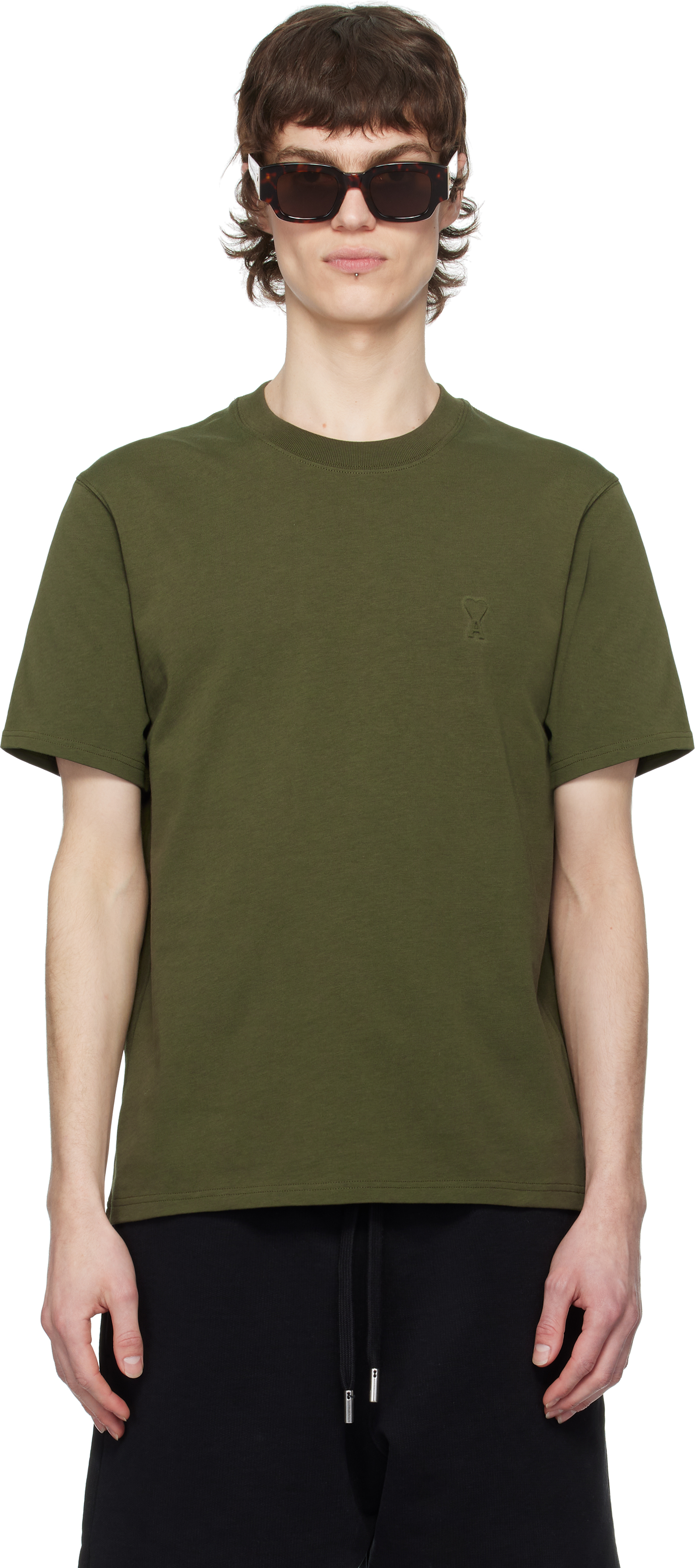 Tシャツ・カットソー AMI Men T Shirts E25UTS027726 Green LODEN Ami de Coeur T-shirt | AMI PARIS