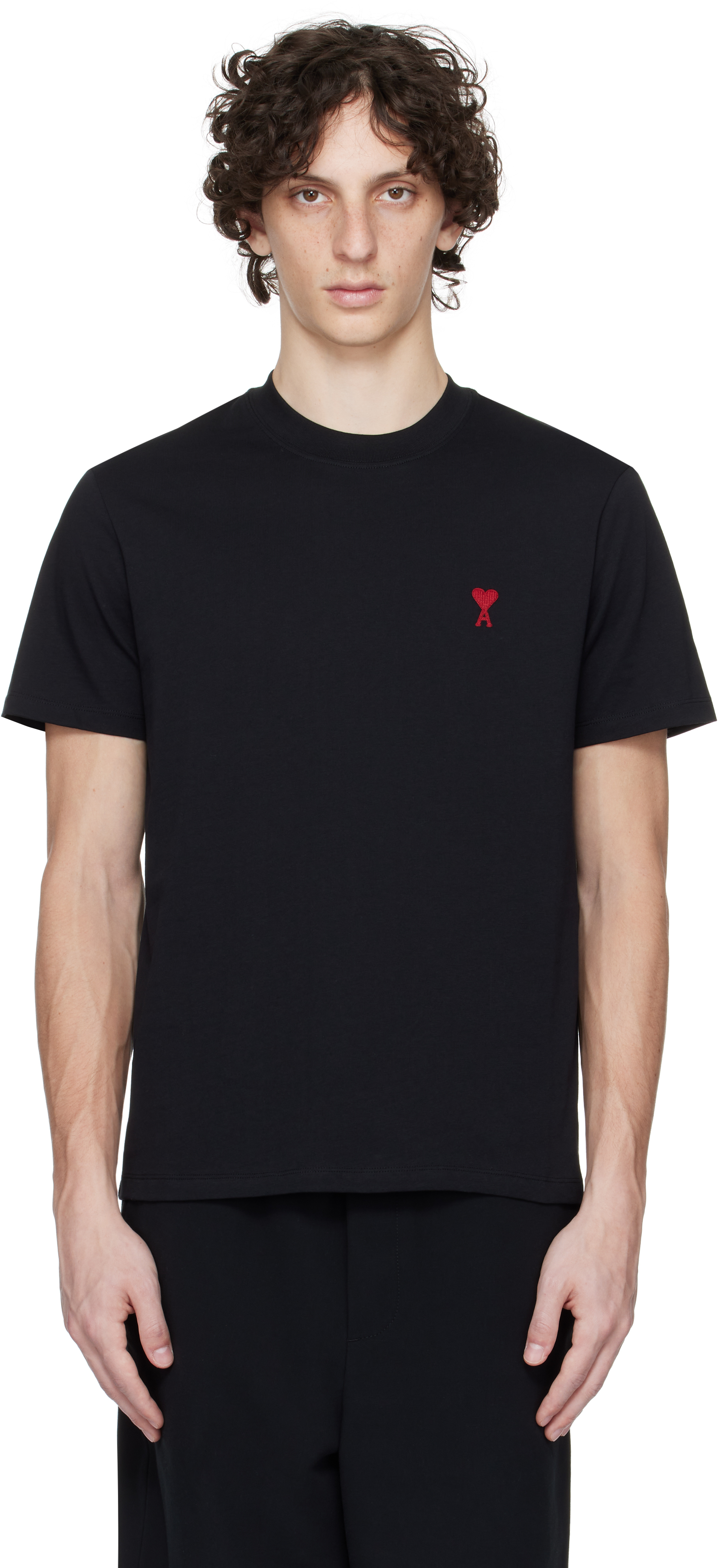Black Cotton Ami de Coeur T-shirt by AMI Paris on Sale