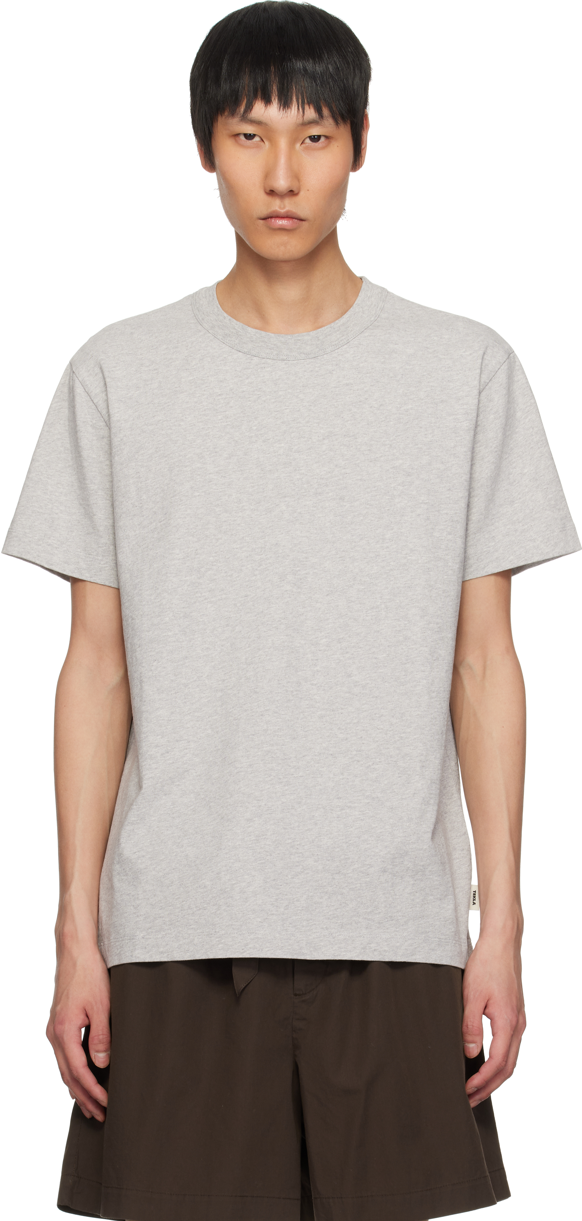 【関税込み】Tekla グレー Sleeping Tシャツ Sleeping T-Shirt - Long Sleeved - Grey Melange | Tekla Fabrics