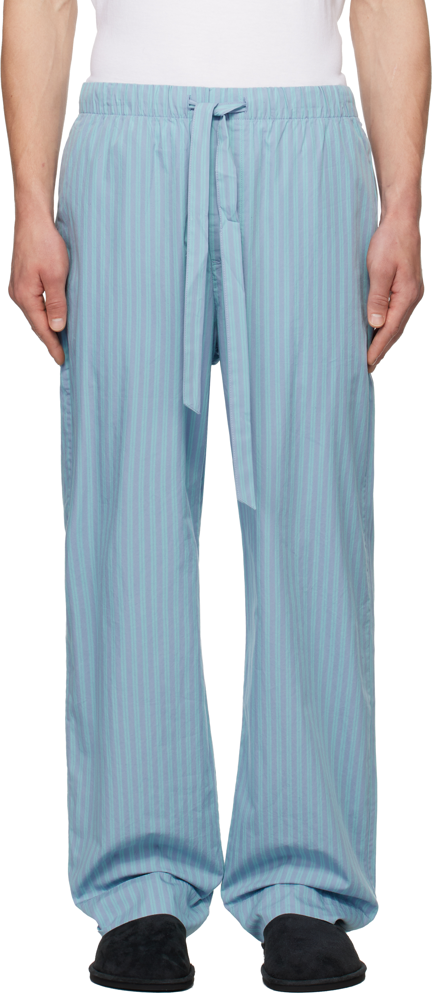 TEKLA SSENSE EXCLUSIVE BLUE AURALEE EDITION COTTON POPLIN PYJAMA PANTS 