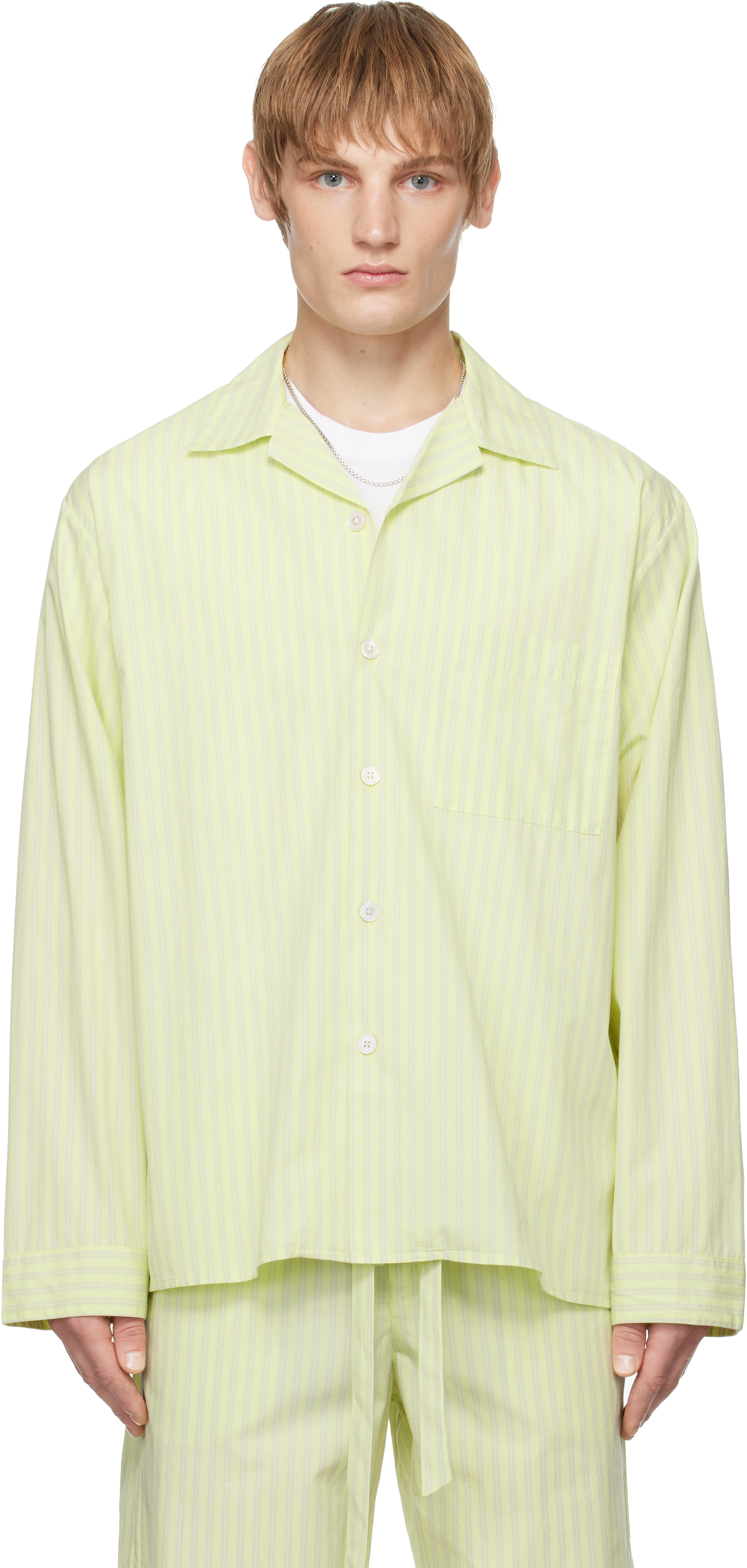 SSENSE Exclusive Green AURALEE Edition Cotton Poplin Pyjama Shirt