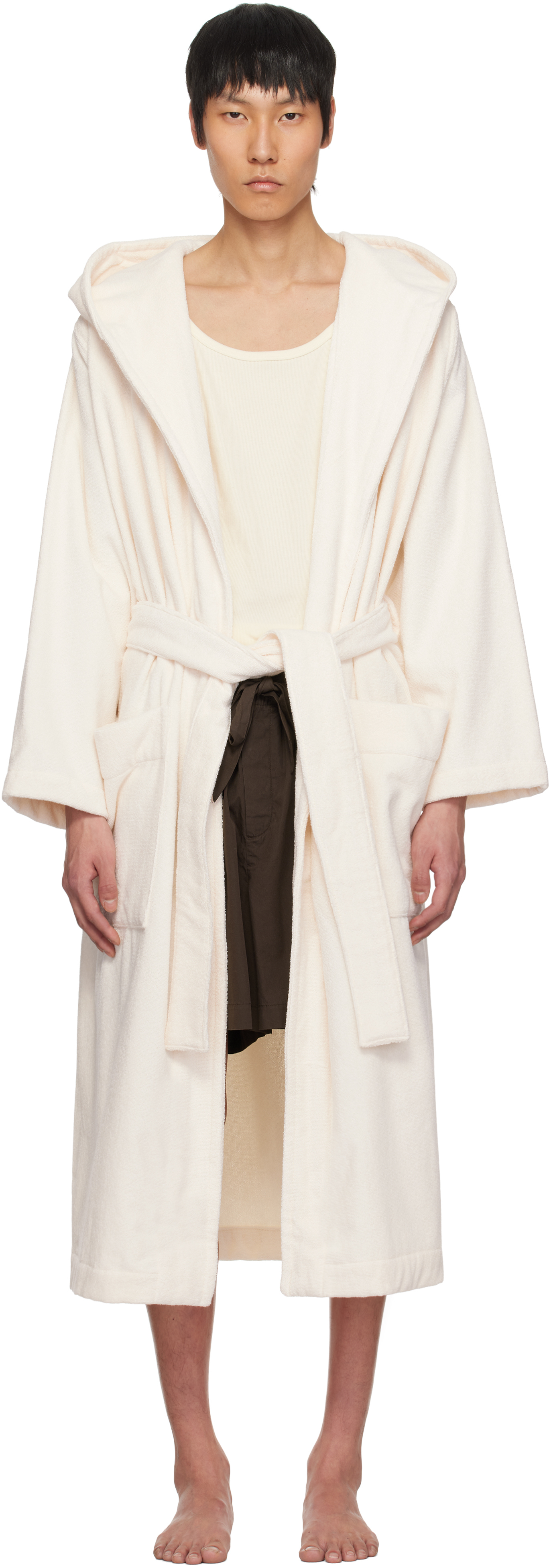 Off-White Terry Hooded Bathrobe