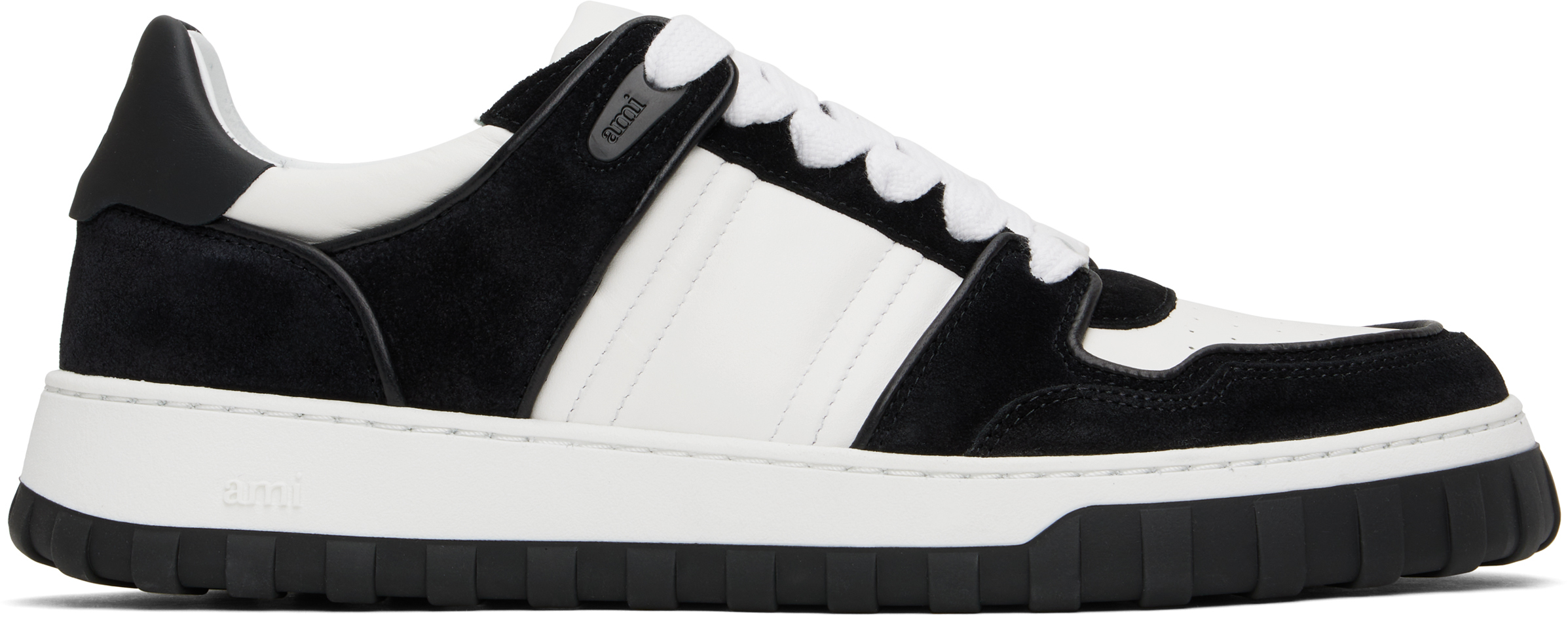 White & Taupe Leather Low Top Walk Sneakers