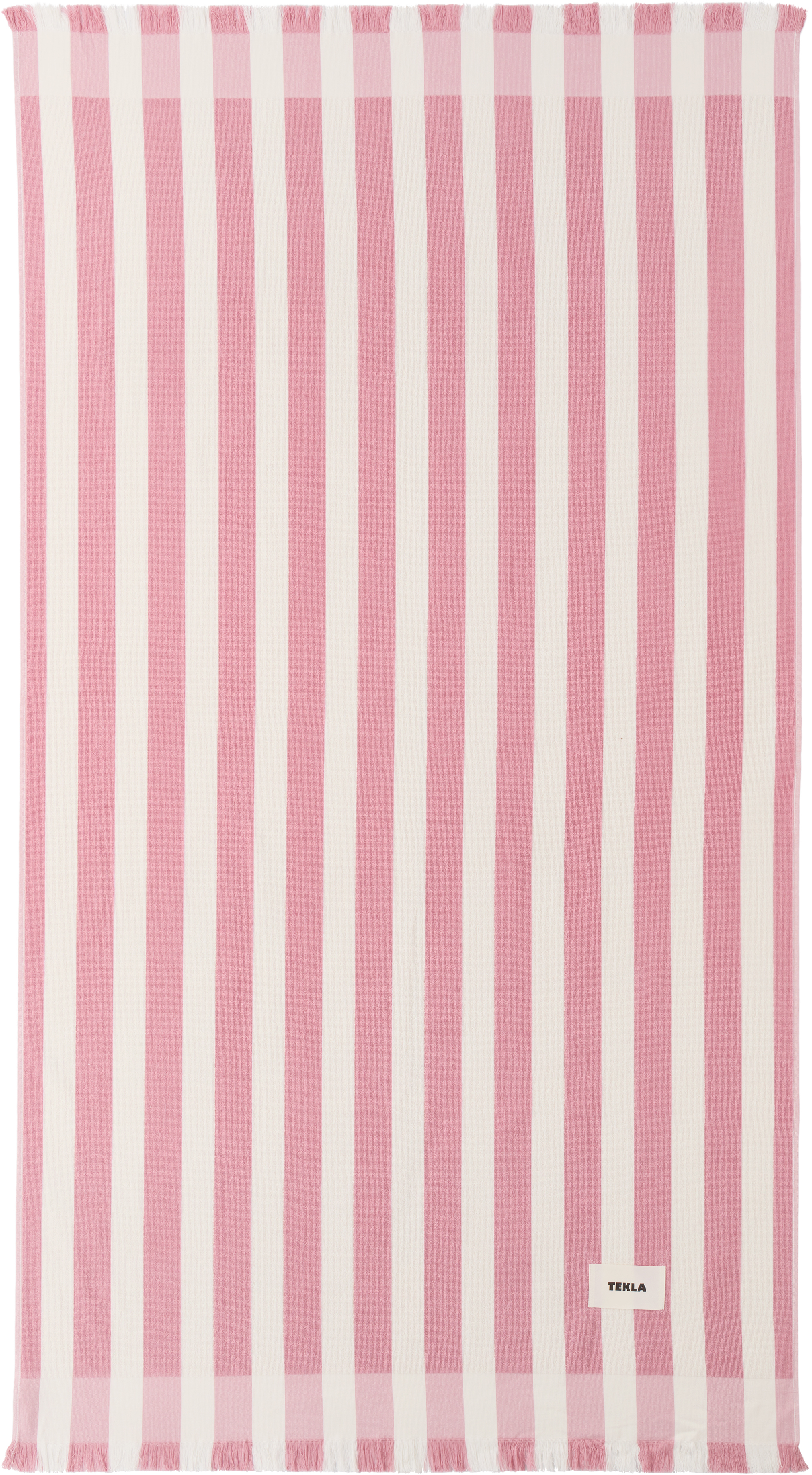 Tekla Pink & Off-white Striped Beach Towel In Pink