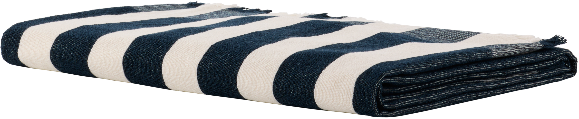 Tekla Black & Off-white Striped Beach Towel In Multi