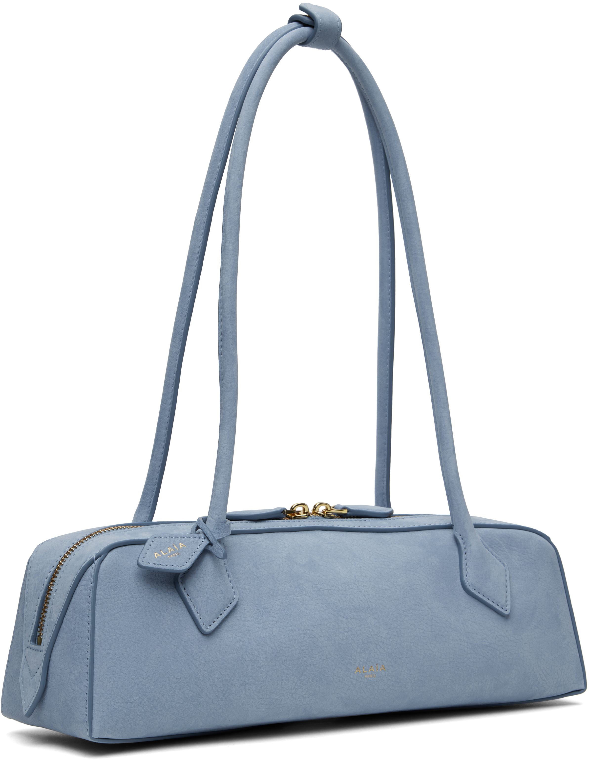 Alaïa Le Teckel Medium Leather Shoulder Bag In 506 - Bleu Cendre
