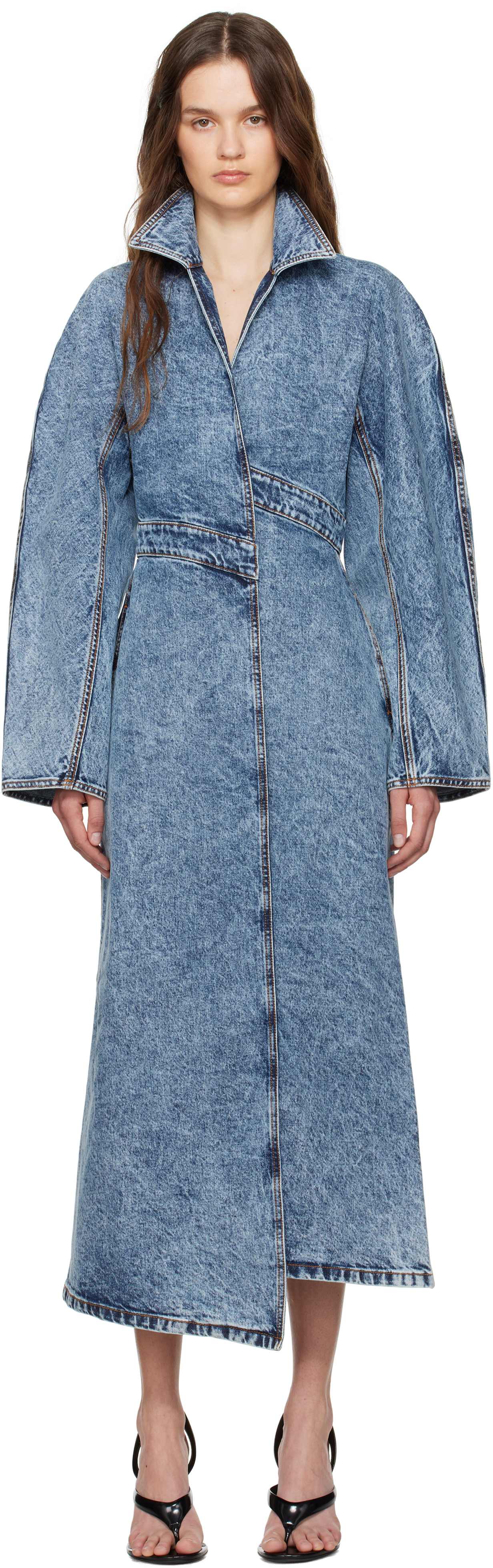 トレンチコート Alaia Denim trench coat Alaïa Belted Denim Trench Coat | Blue | FARFETCH