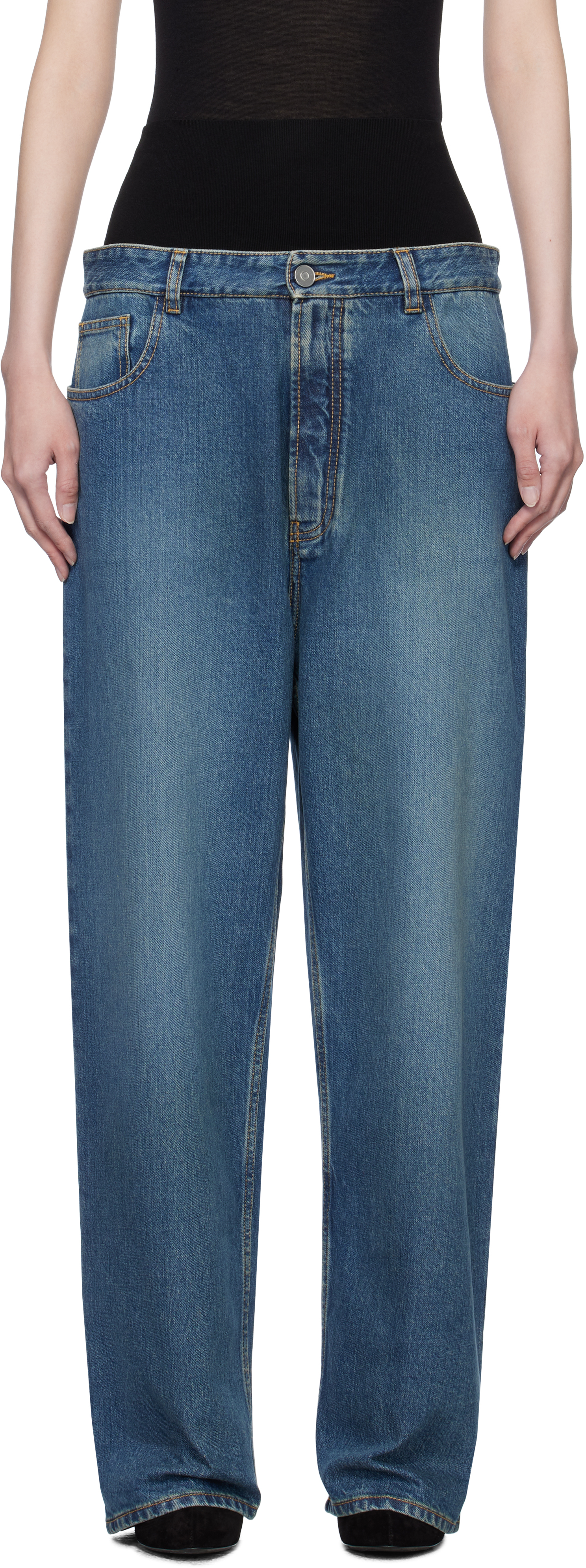 ALAÏA Blue Knit Band Jeans