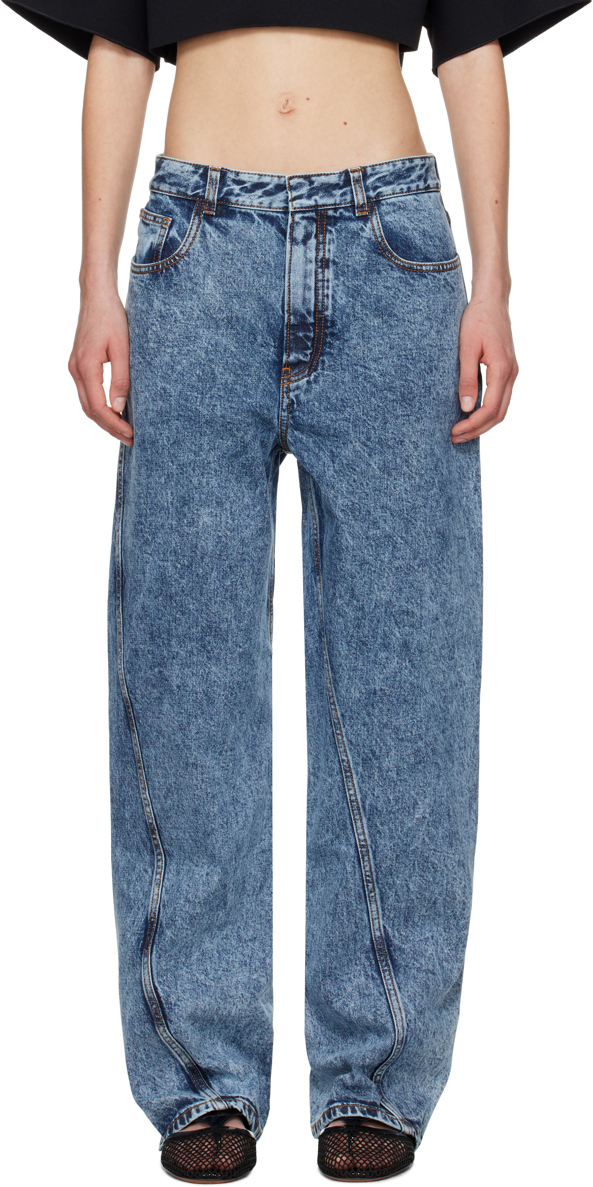 ALAÏA: Blue Twisted Jeans | SSENSE