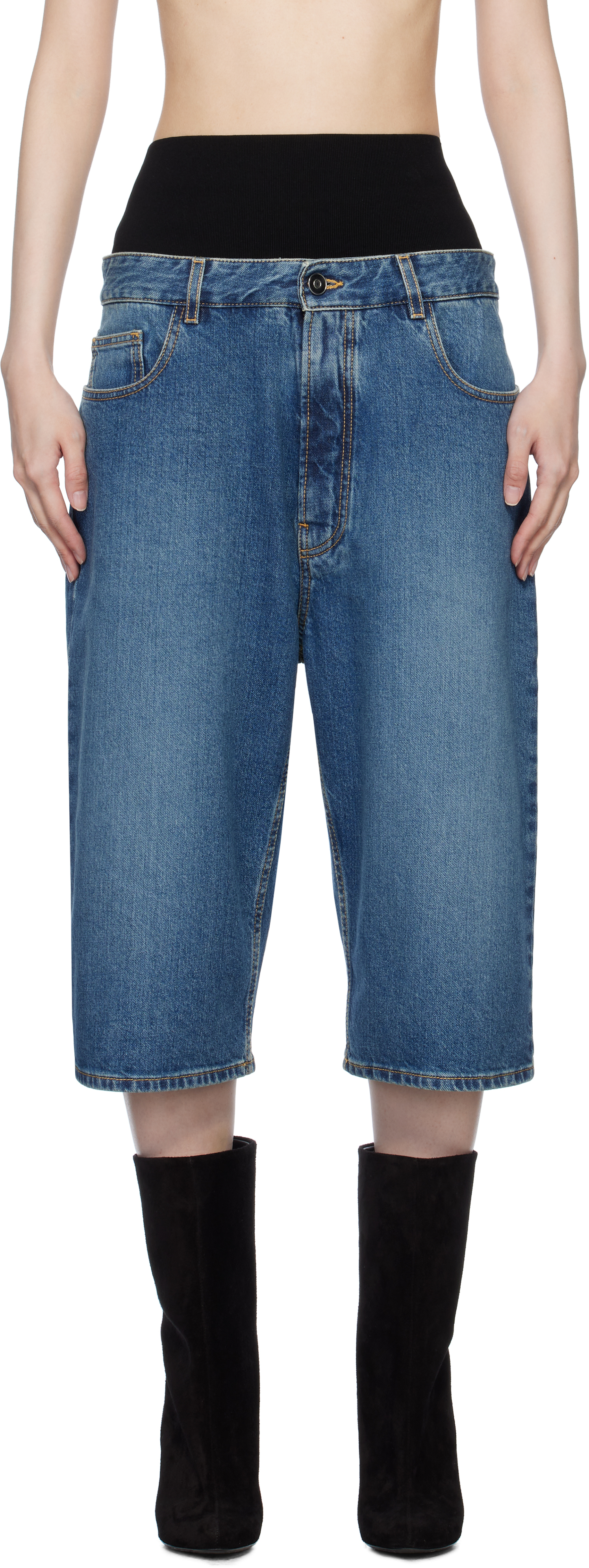 ショートパンツ Alaia Bermuda shorts with knit belt Alaia Denim Bermuda Shorts With Knit Belt | italist, ALWAYS