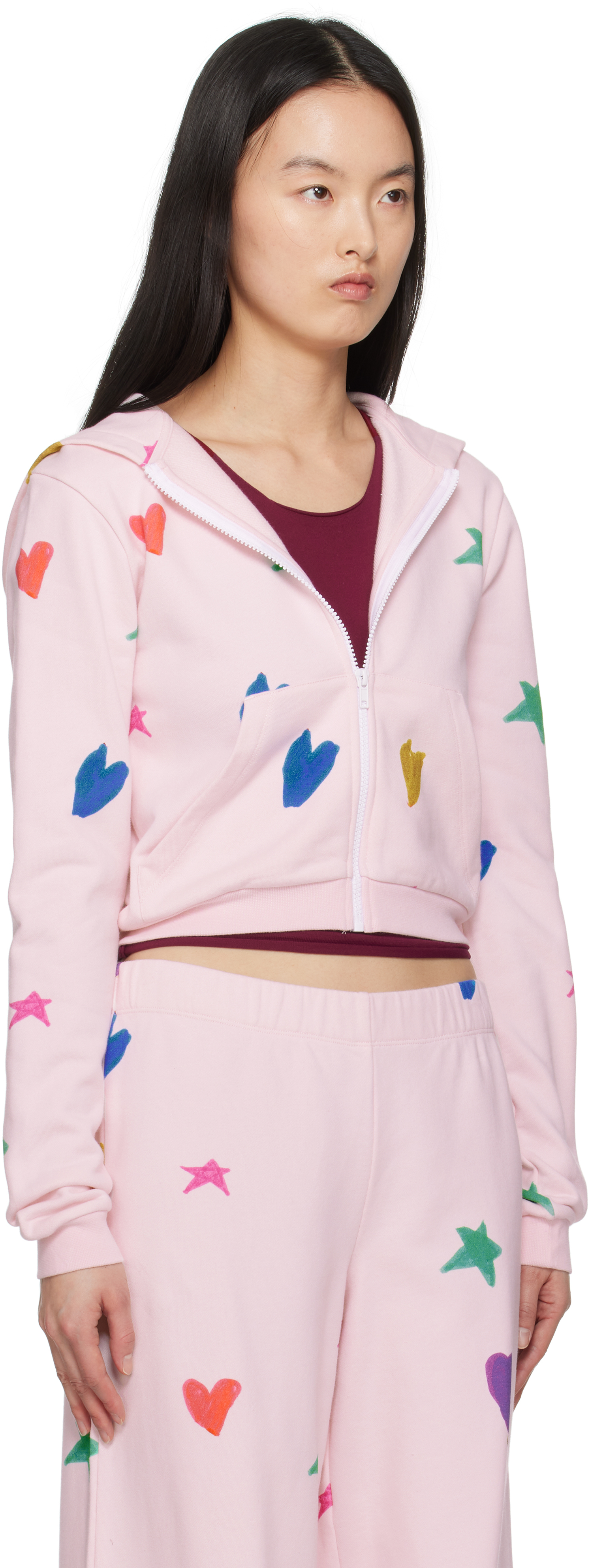 Kids Worldwide Pink Heart Mini Zip Up Hoodie In Pink