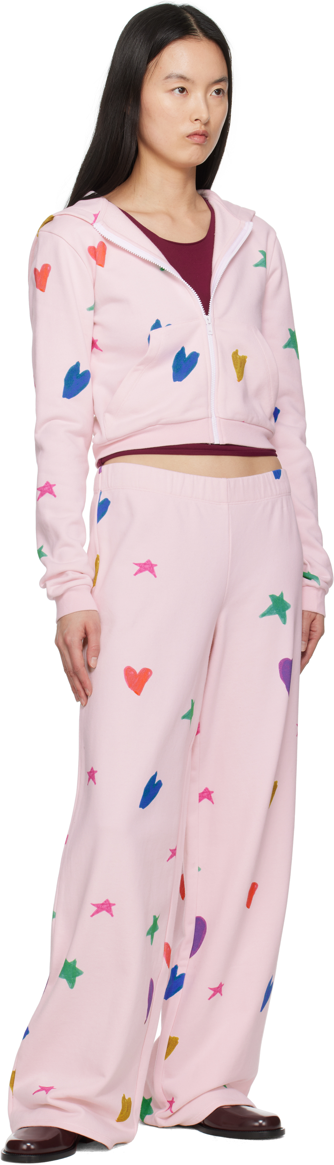 Kids Worldwide Pink Heart Mini Zip Up Hoodie In Pink