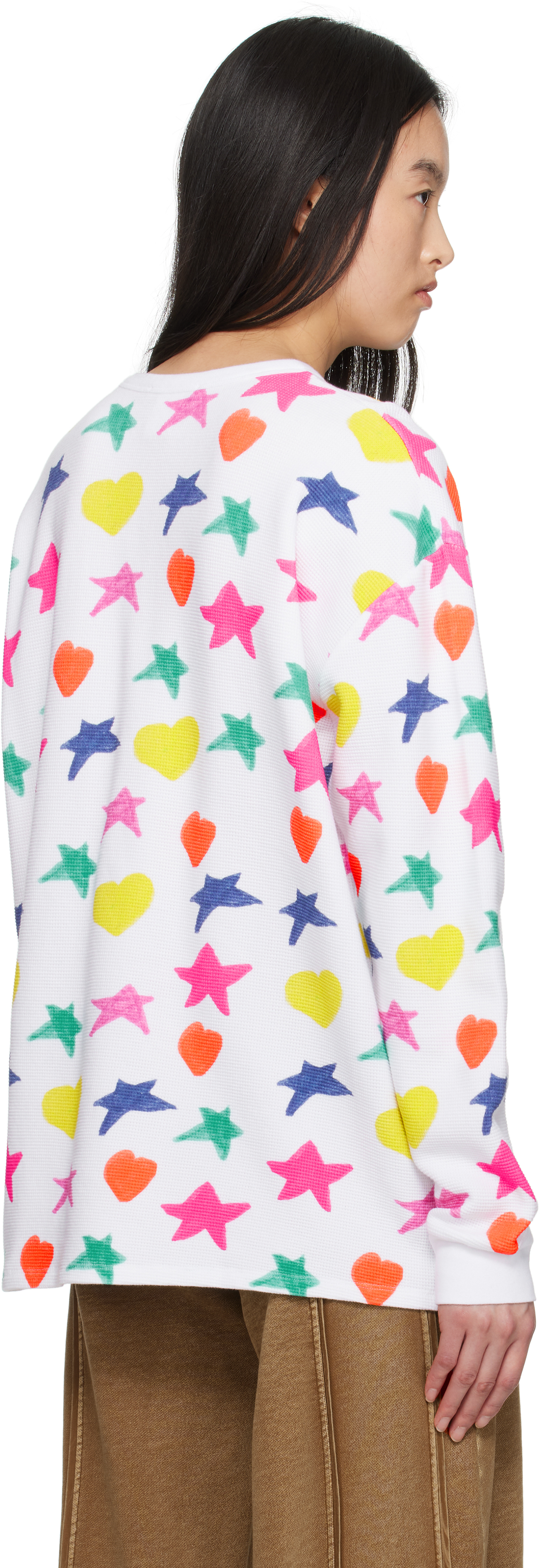 Kids Worldwide White Doodle Waffle Long Sleeve T-shirt In White