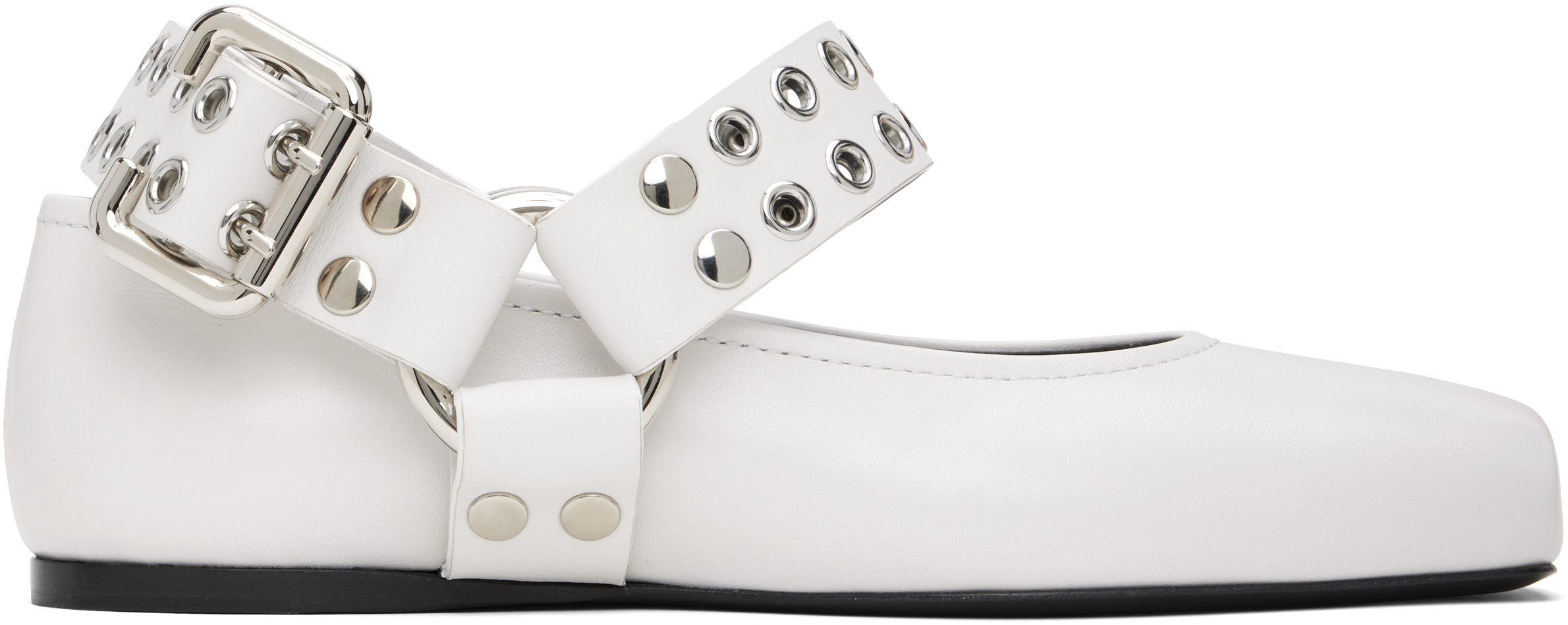 【関税込み】ALAIA ホワイト Biker バレエシューズ White Biker Flat Ballet Flats | ALAIA - Antonia