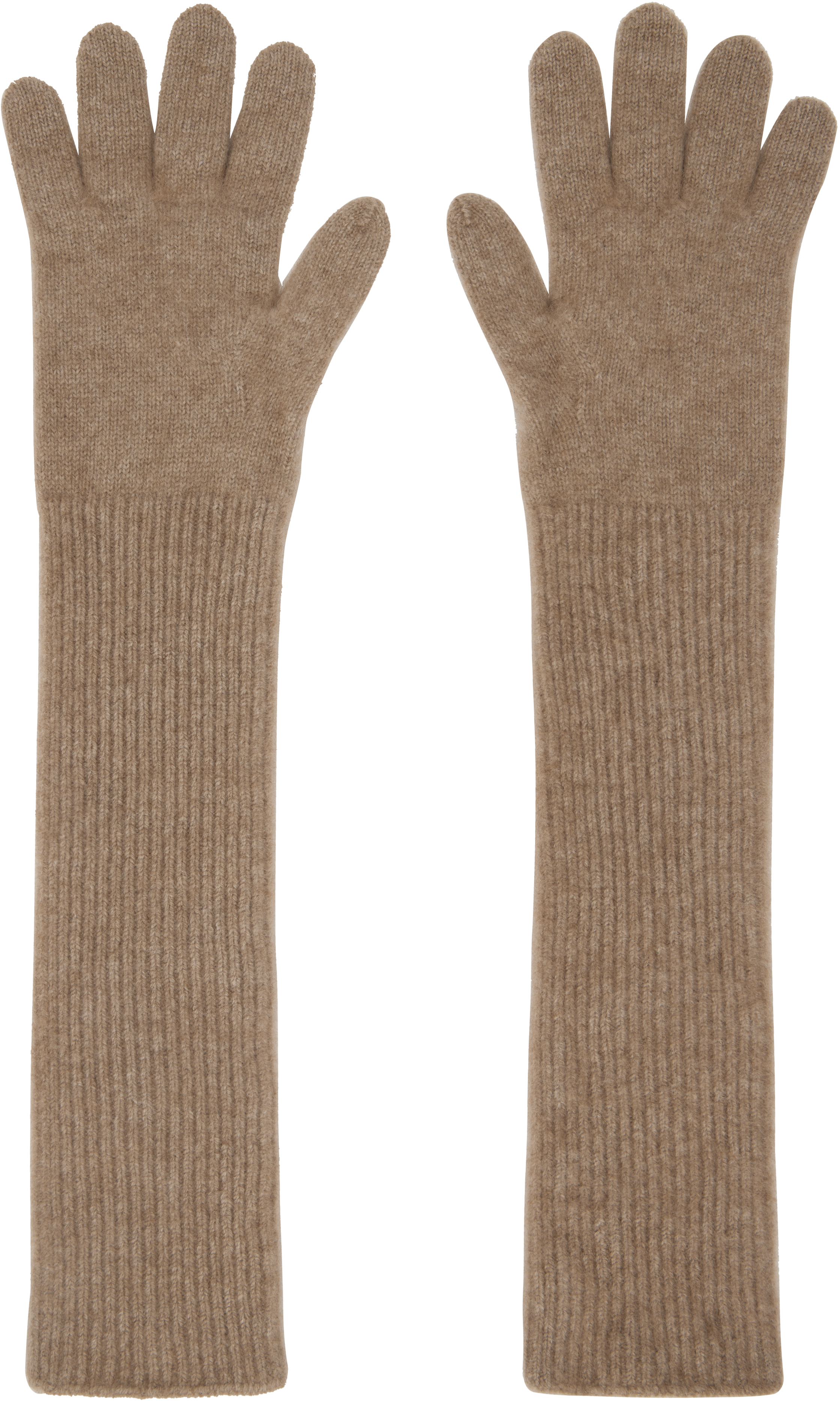 【AURALEE】BABY CASHMERE KNIIT LONG GLOVES Auralee Taupe Baby Cashmere Knit Long Gloves In Brown | ModeSens
