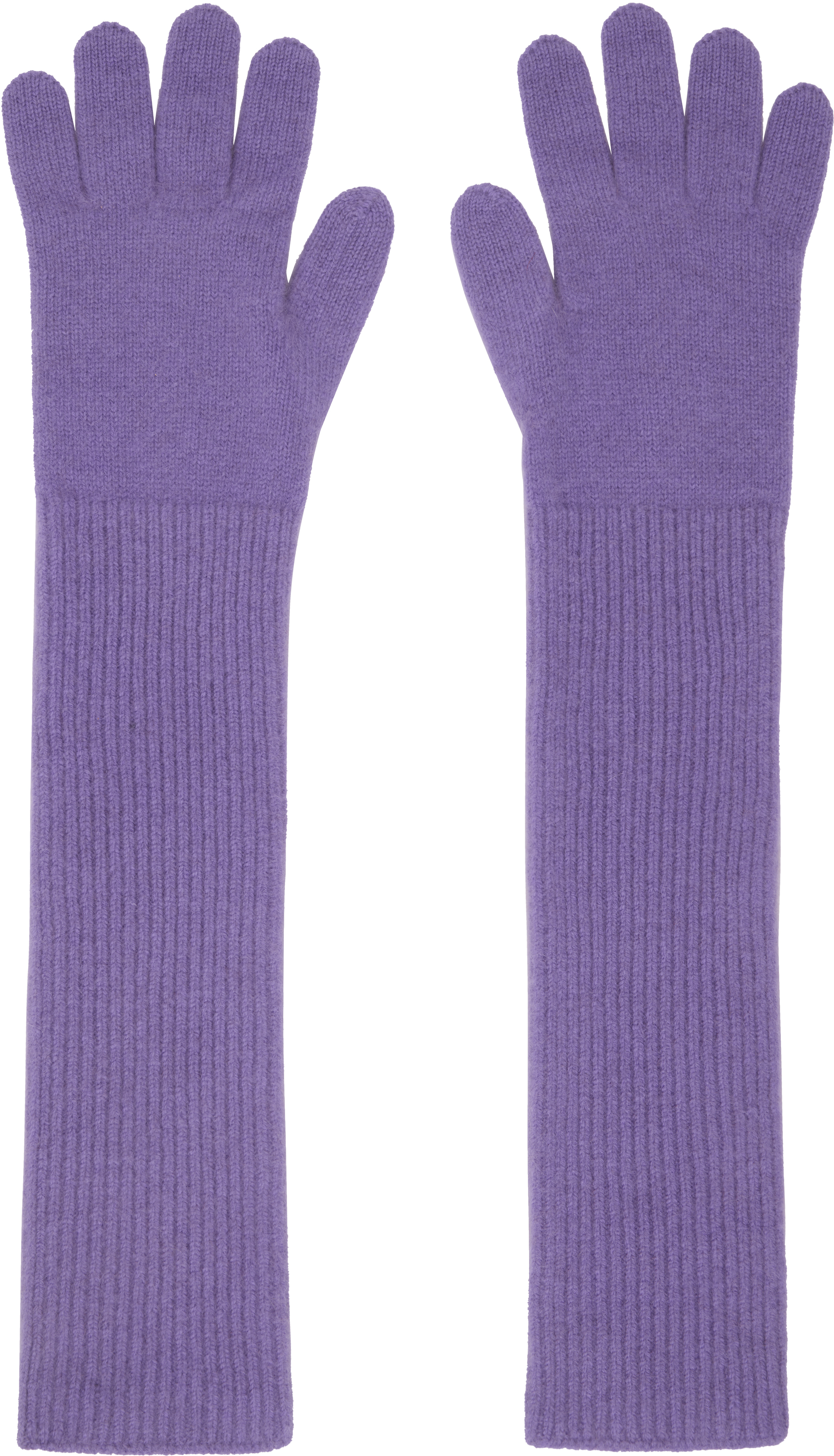 AURALEE PURPLE BABY CASHMERE KNIT LONG GLOVES 