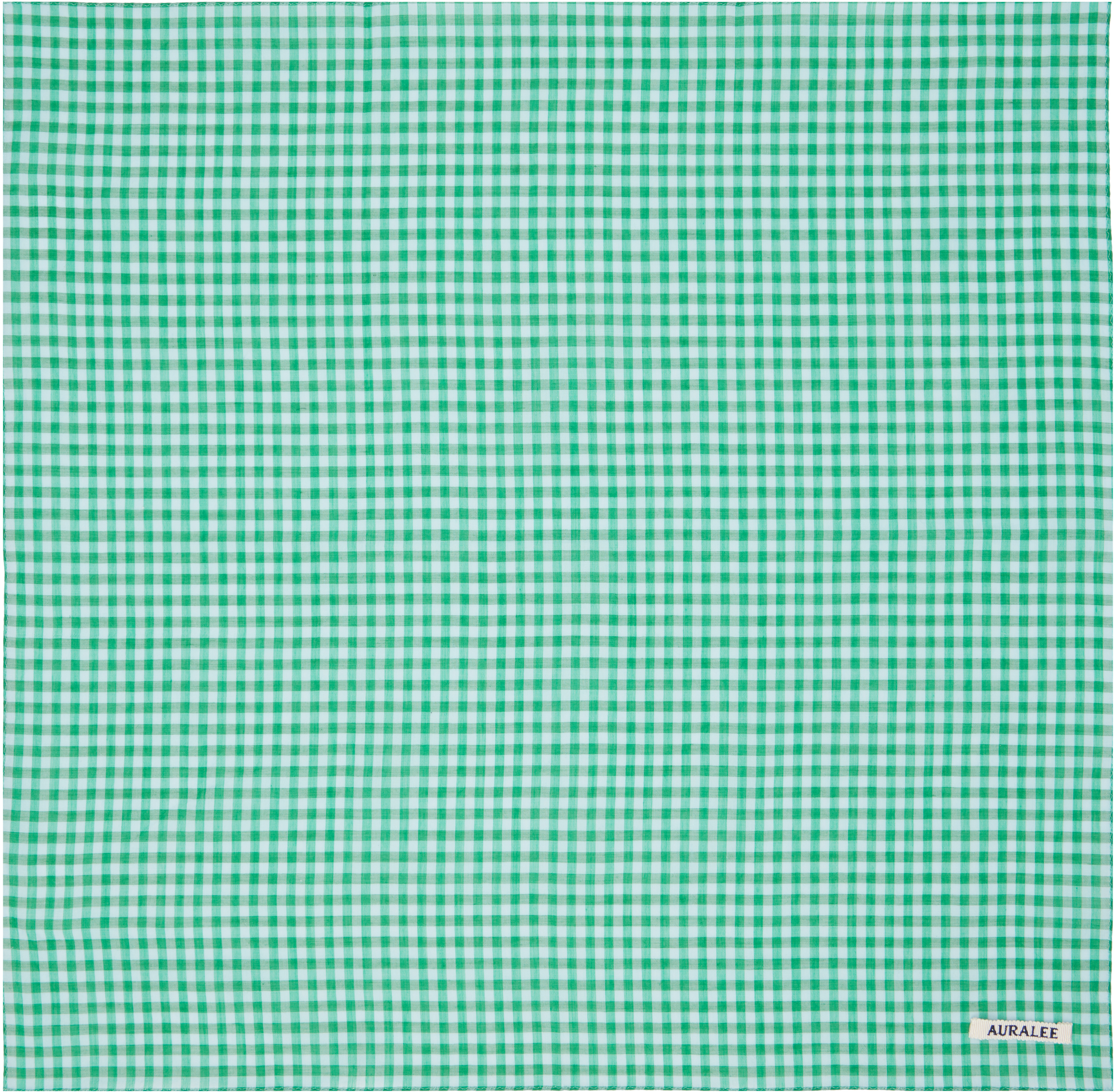AURALEE: Green Airy Light Cotton Check Scarf | SSENSE