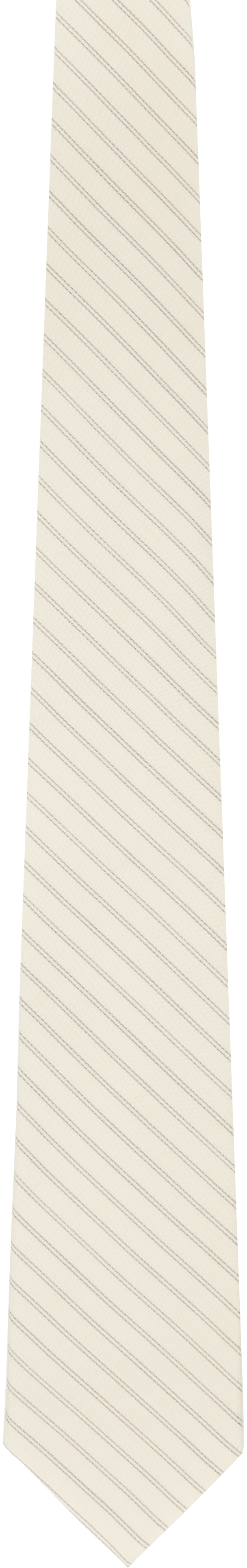 Off-White Super Fine Wool Stripe Tie by AURALEE on Sale