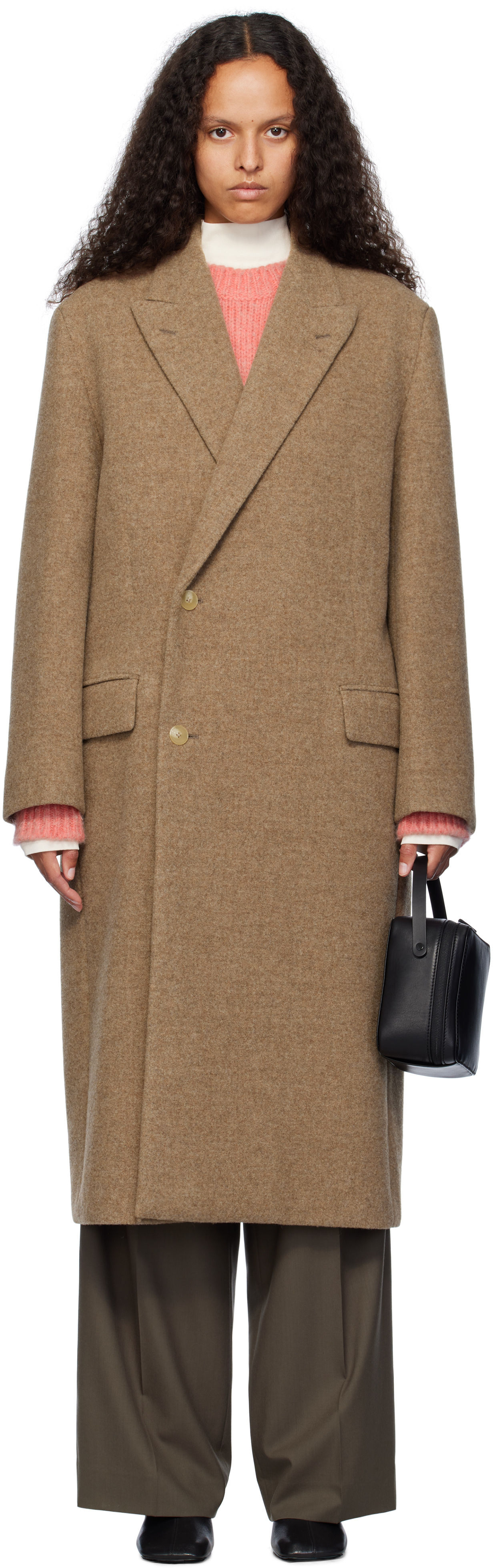 Brown Sponge Wool Melton Chesterfield Coat