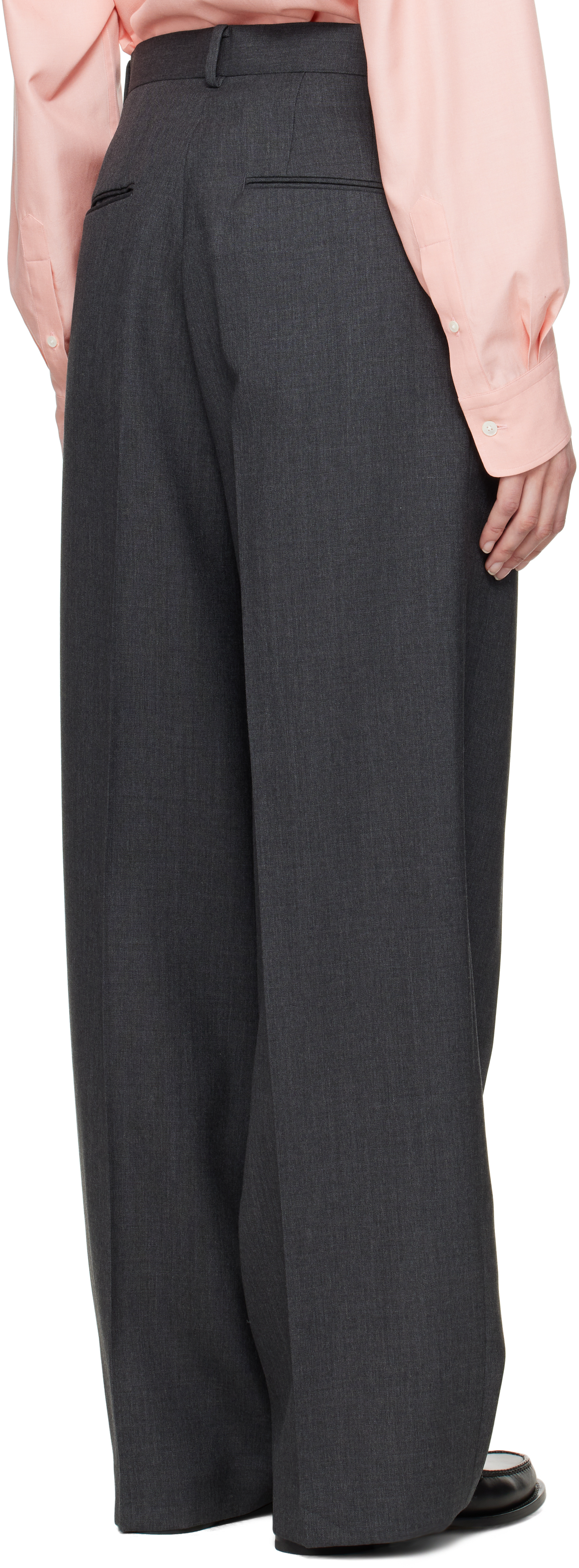 Auralee Gray Wool Kid Mohair Hop Sack One-tuck Trousers In Top Charcoal