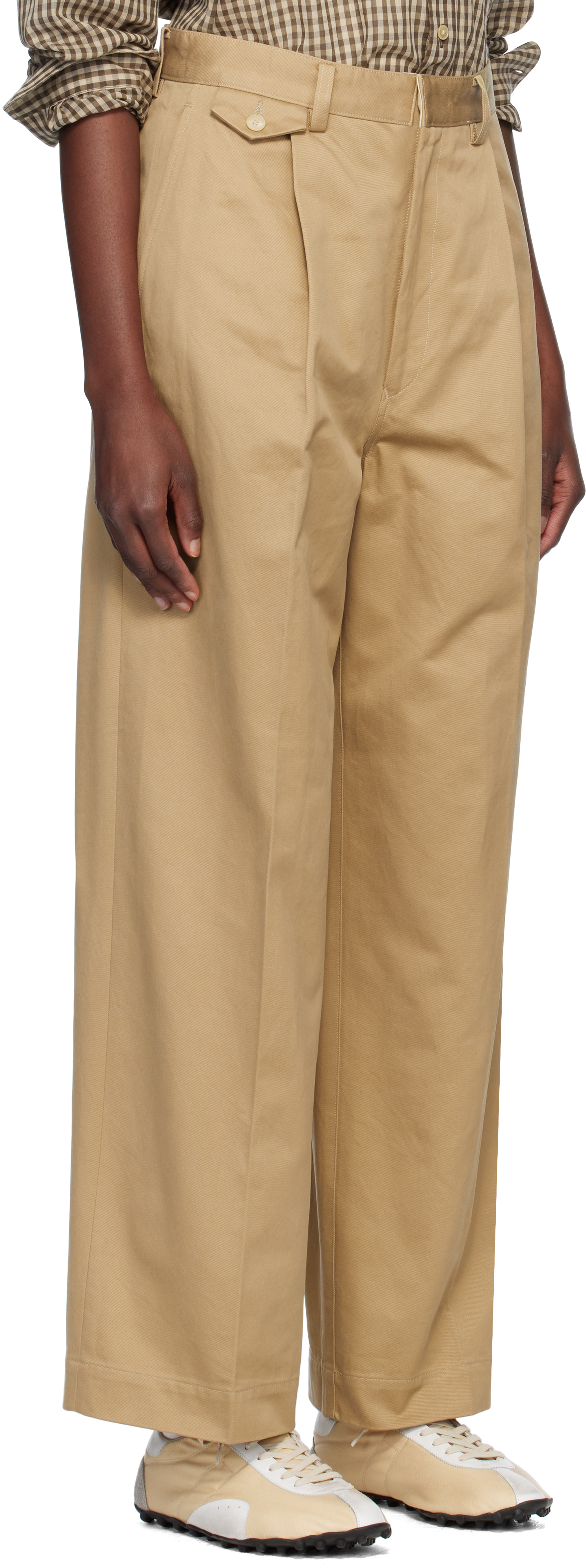 Auralee Tan Washed Finx Chino One-tuck Trousers In Camel Brown
