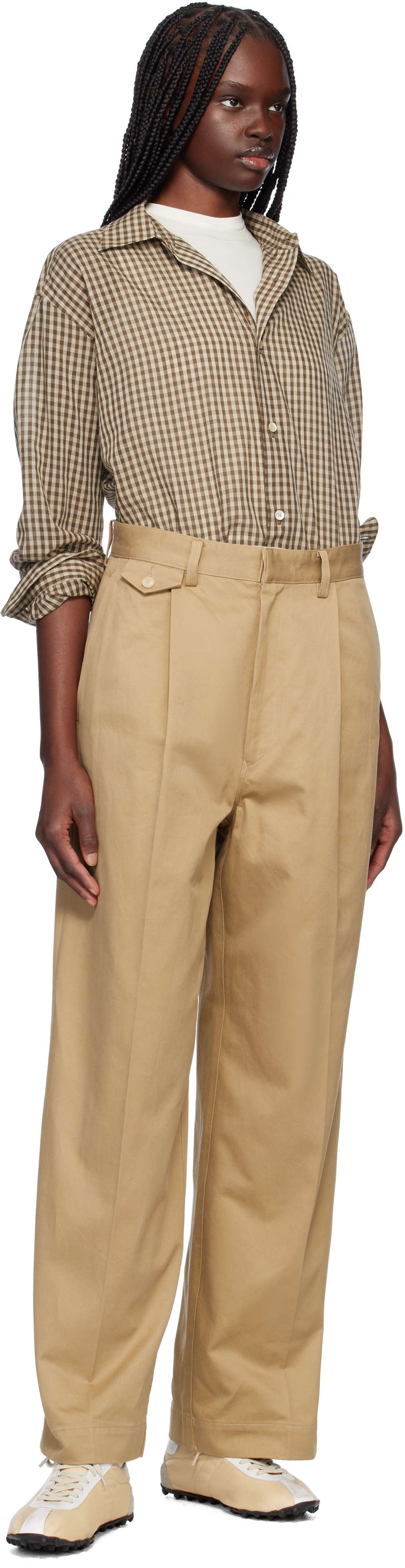 Auralee Tan Washed Finx Chino One-tuck Trousers In Camel Brown