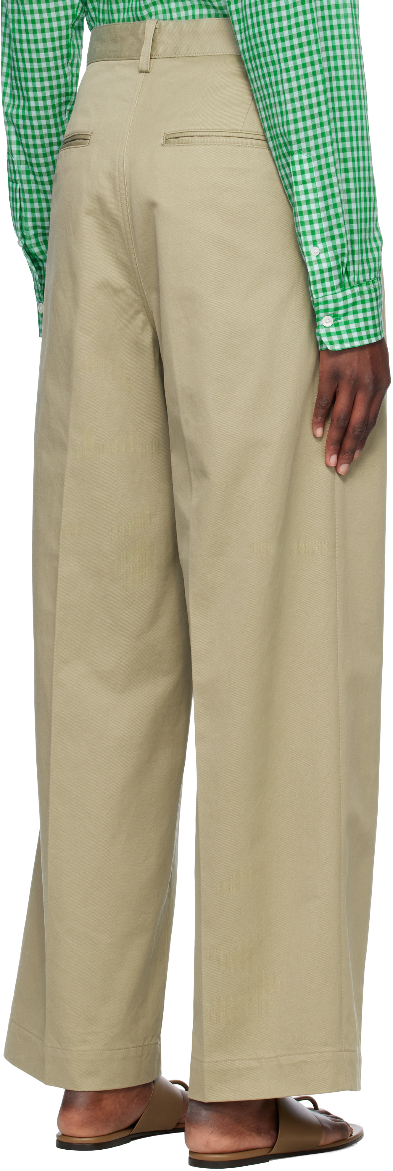 Auralee Khaki Washed Finx Chino One-tuck Trousers In Light Khaki