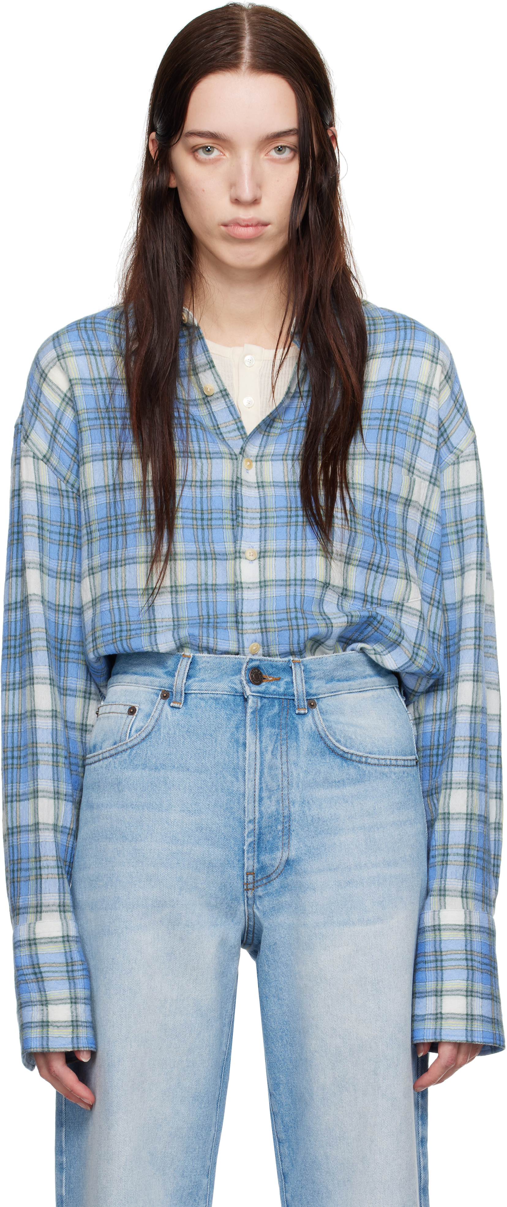 Yellow Airy Wool Check Shirt