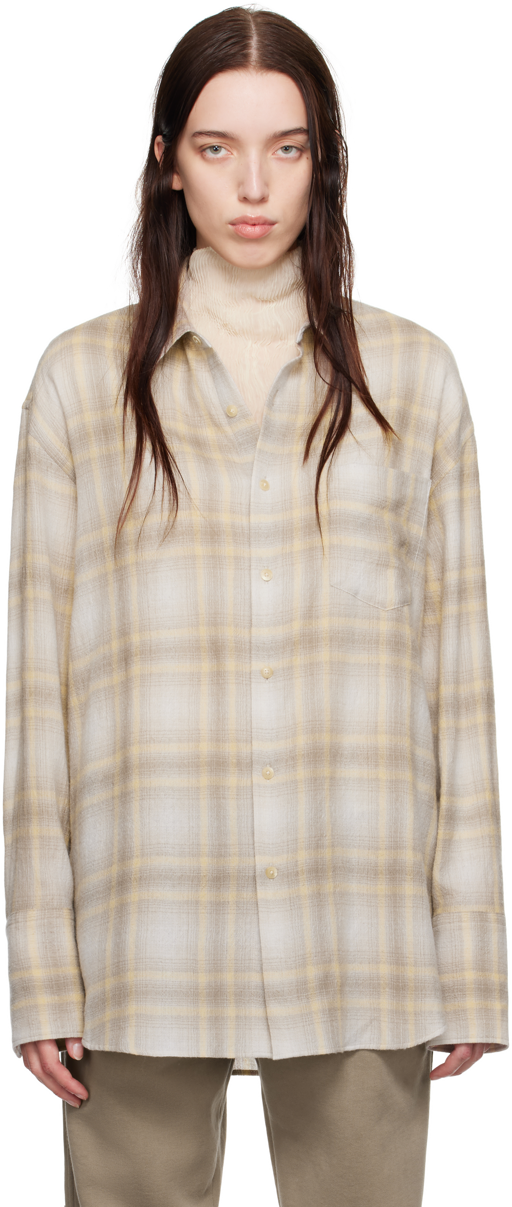 Yellow Airy Wool Check Shirt