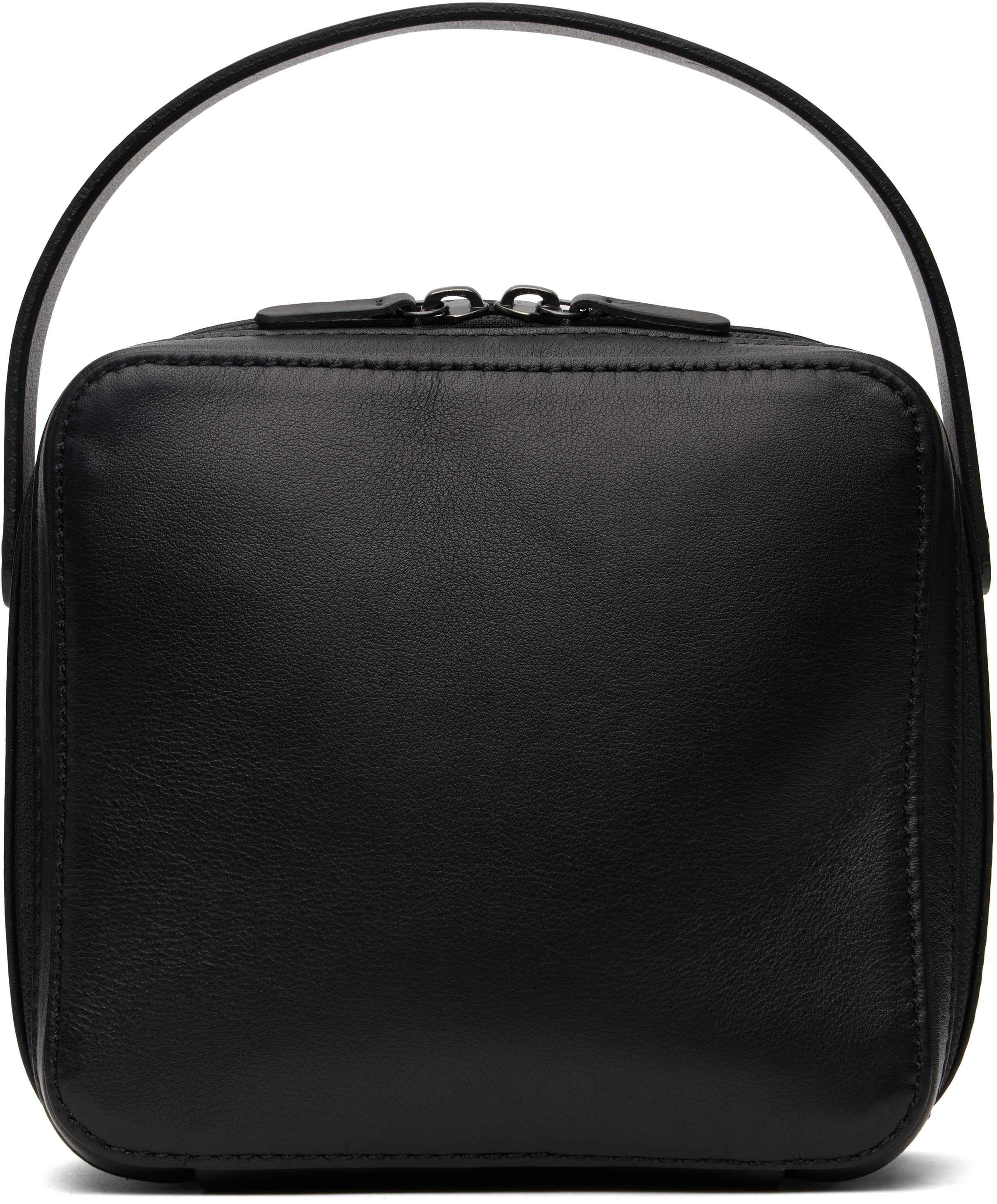 【関税込み】AURALEE LEATHER SMALL TRAVEL CASE' HANDBAG AURALEE: Black Leather Small Travel Case | SSENSE