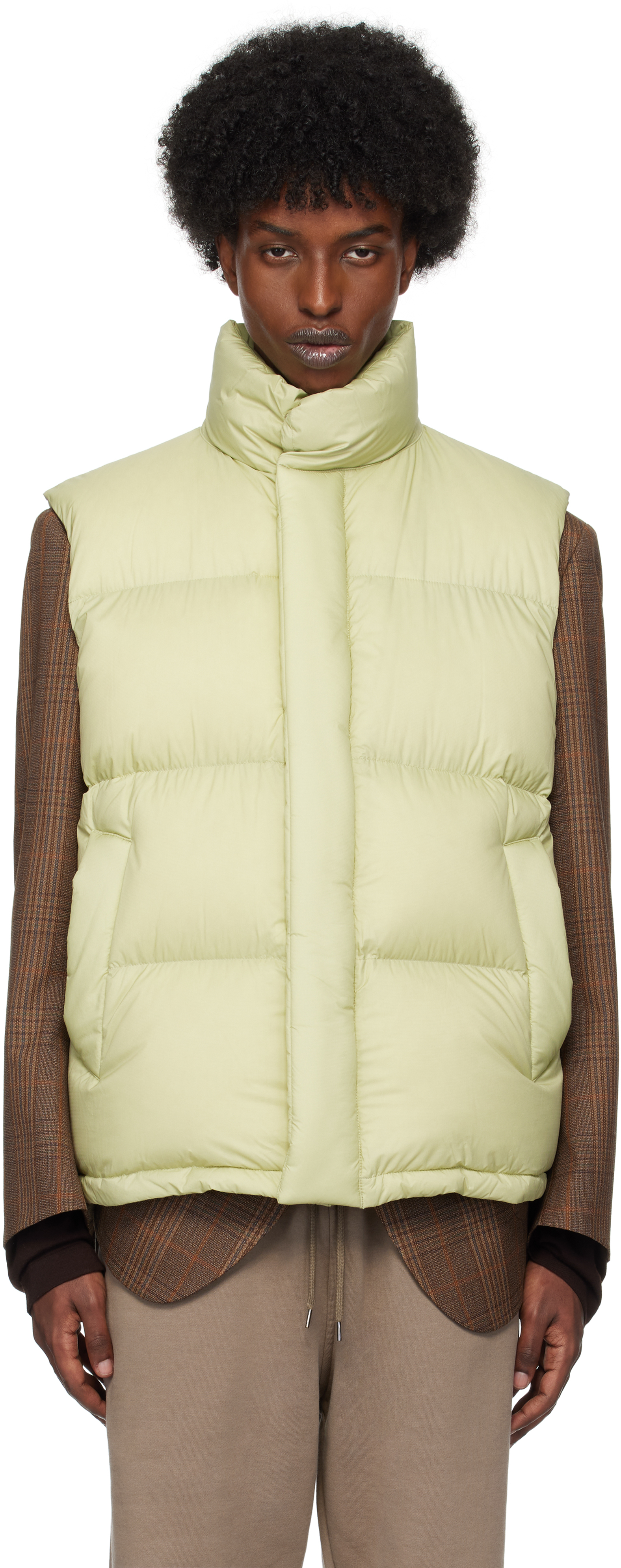 Auralee Khaki Super Light Nylon Ripstop Down Vest In Light Khaki