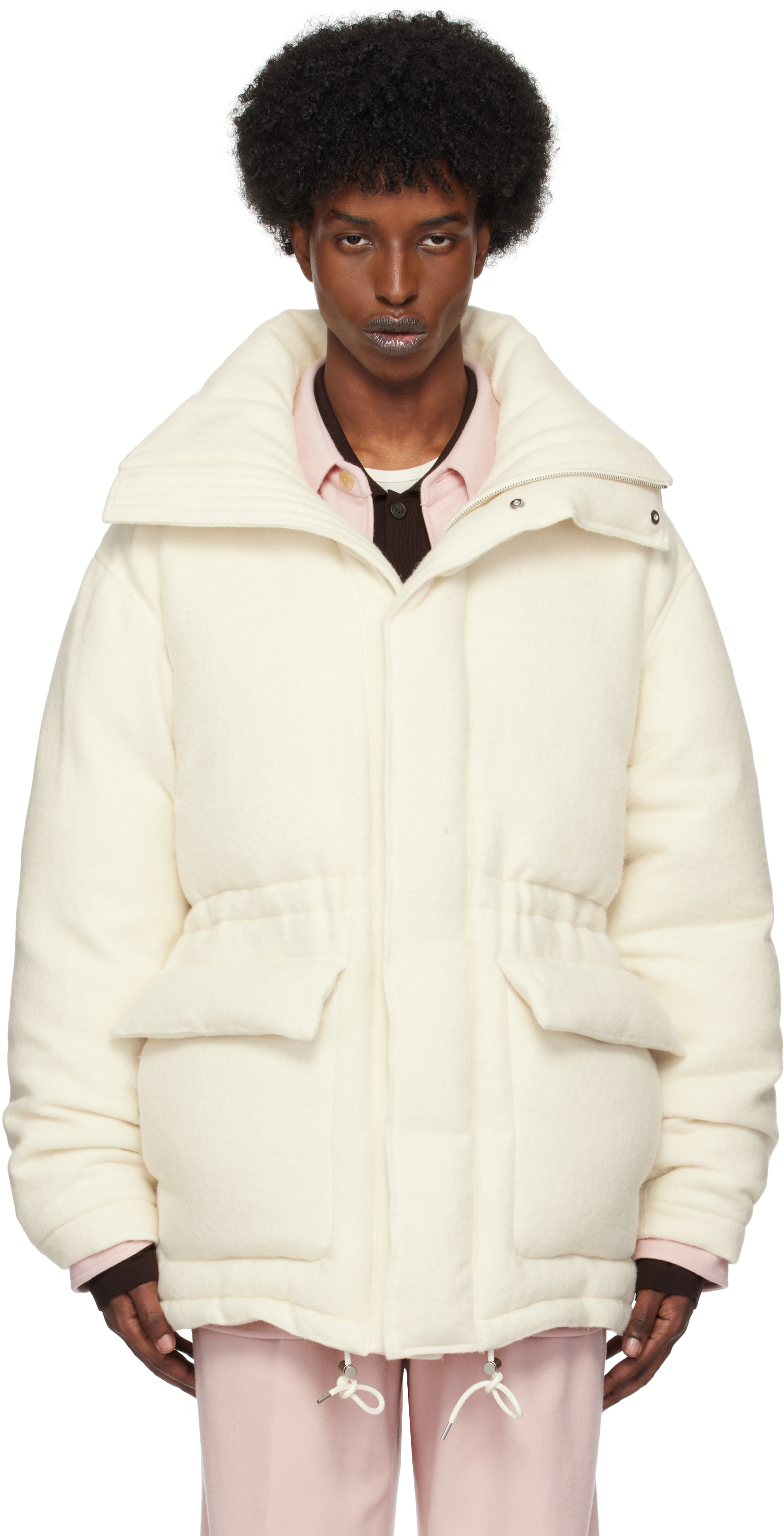 Off-White Brushed Alpaca Wool Down Jacket