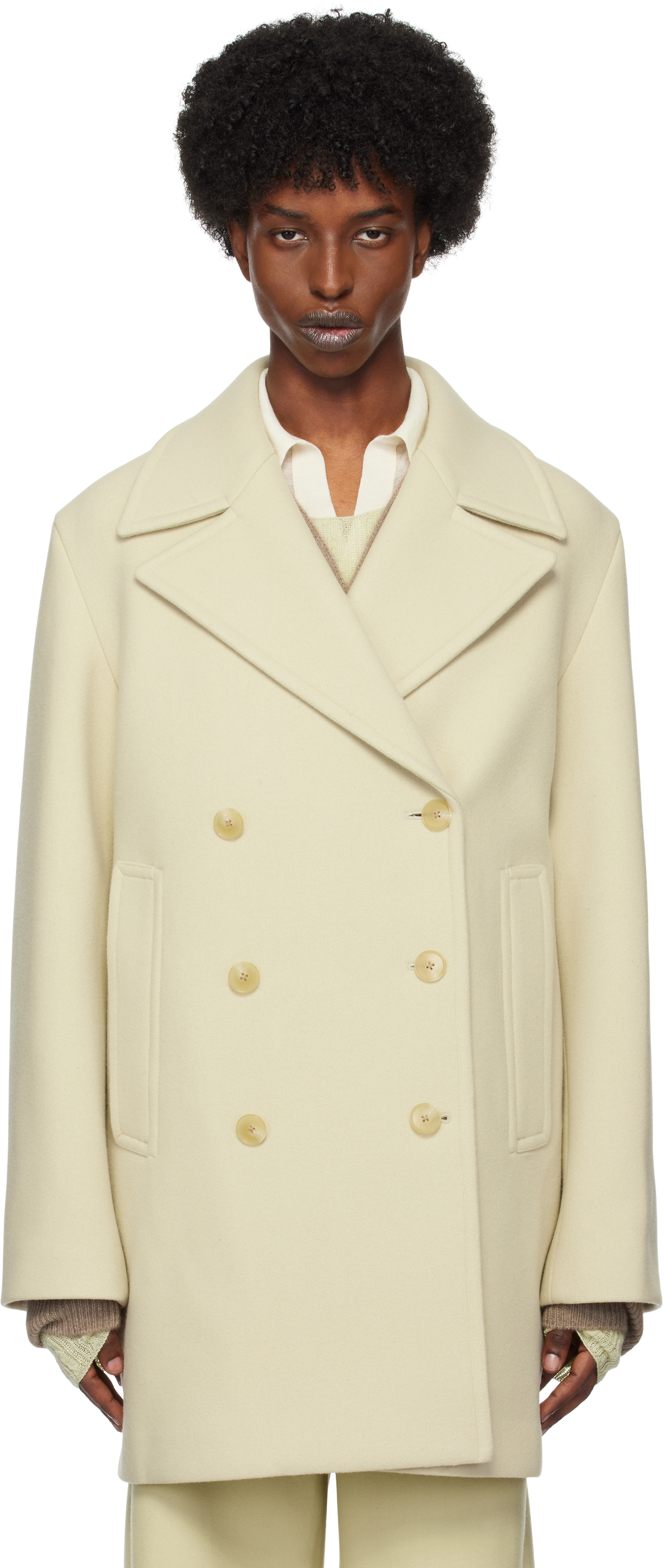 Green Sponge Wool Melton Peacoat