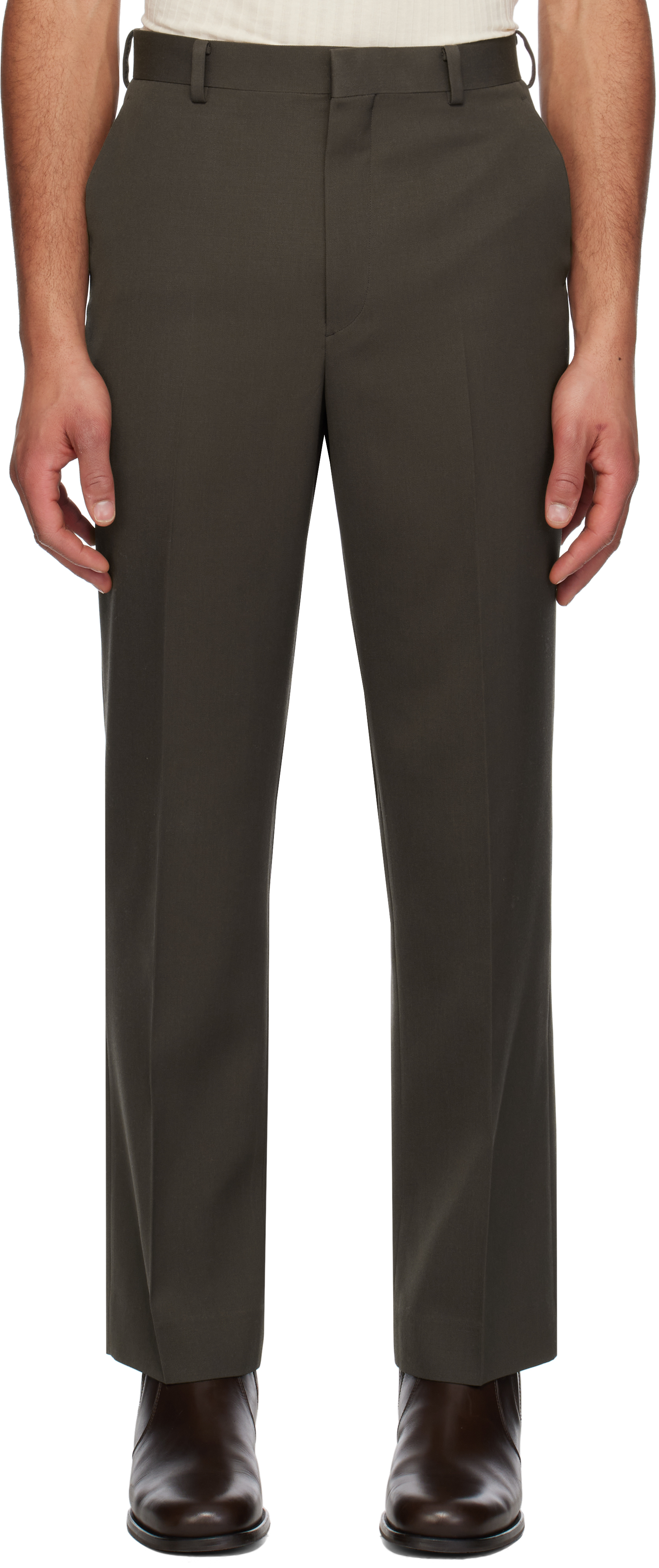 AURALEE: Brown Light Wool Max Gabardine Trousers | SSENSE AURALEE: Brown Light Wool Max Gabardine Trousers | SSENSE