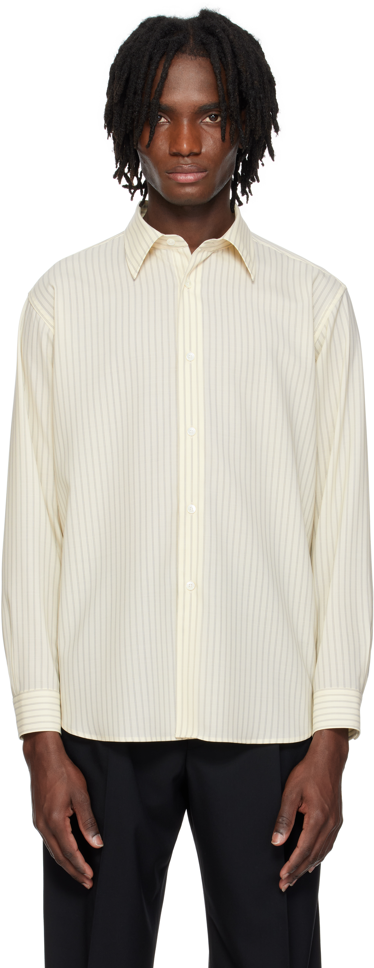 AURALEE: Off-White Super Fine Wool Shirt | SSENSE