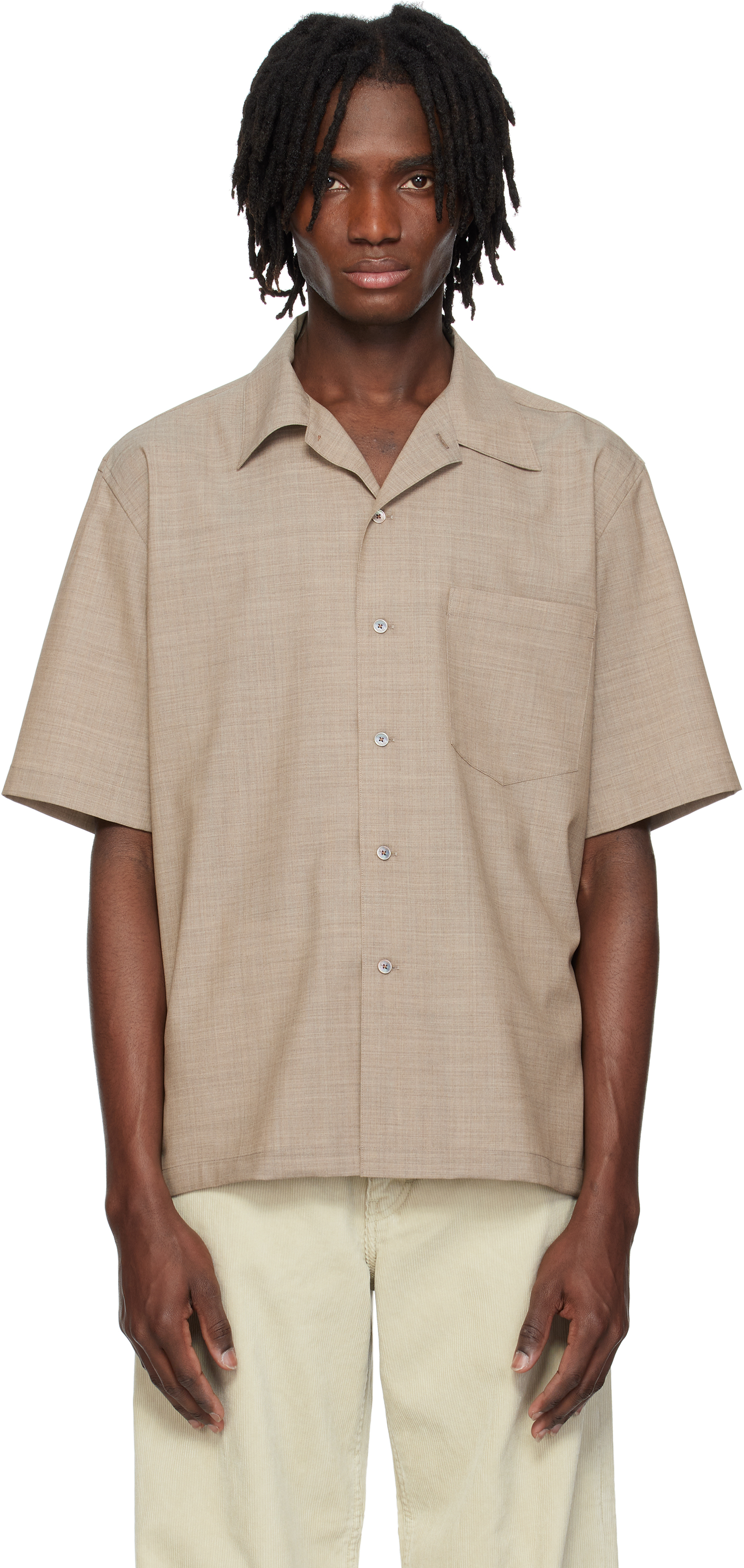 Brown Super Fine Tropical Wool Shirt