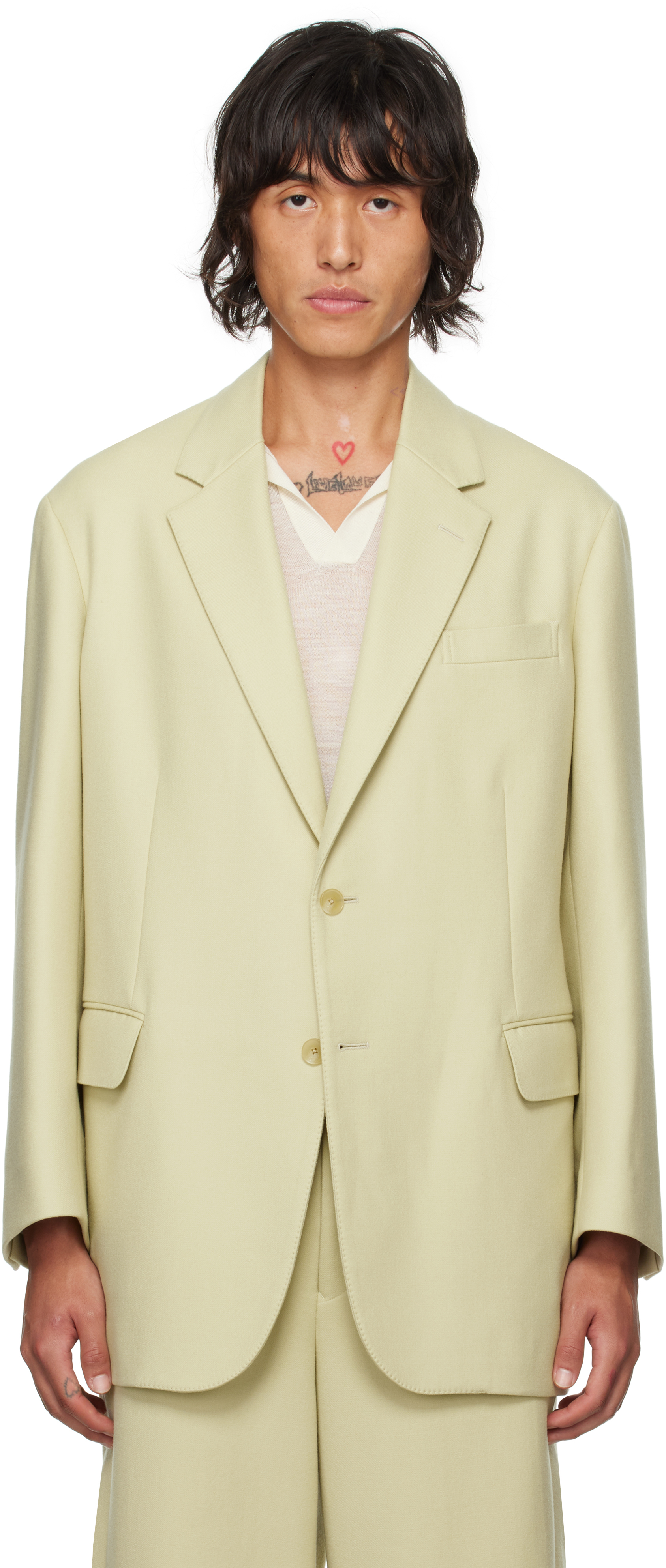 Shop Auralee Yellow Light Melton Jacket In Yellow Khaki