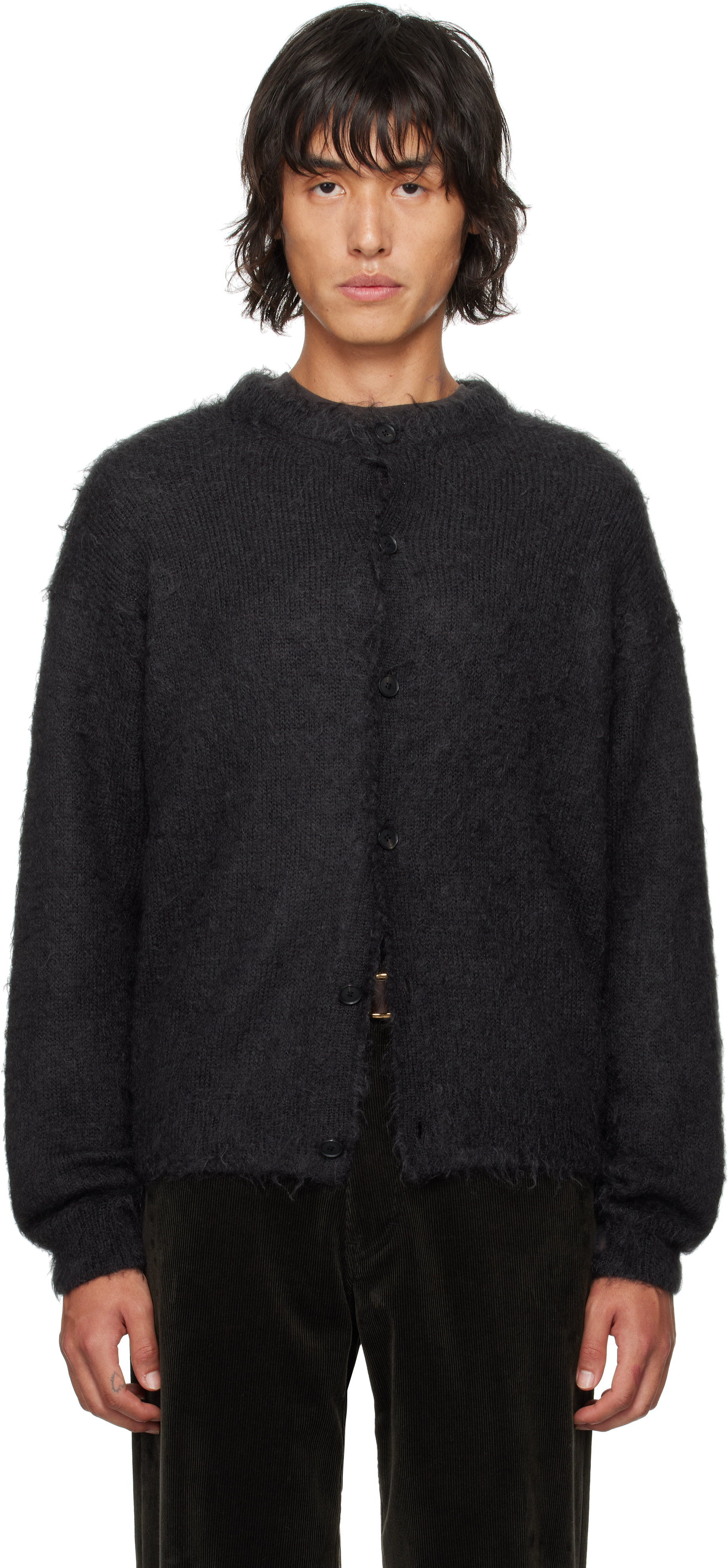 Shop Auralee Black Super Kid Mohair Cardigan In Ink Black