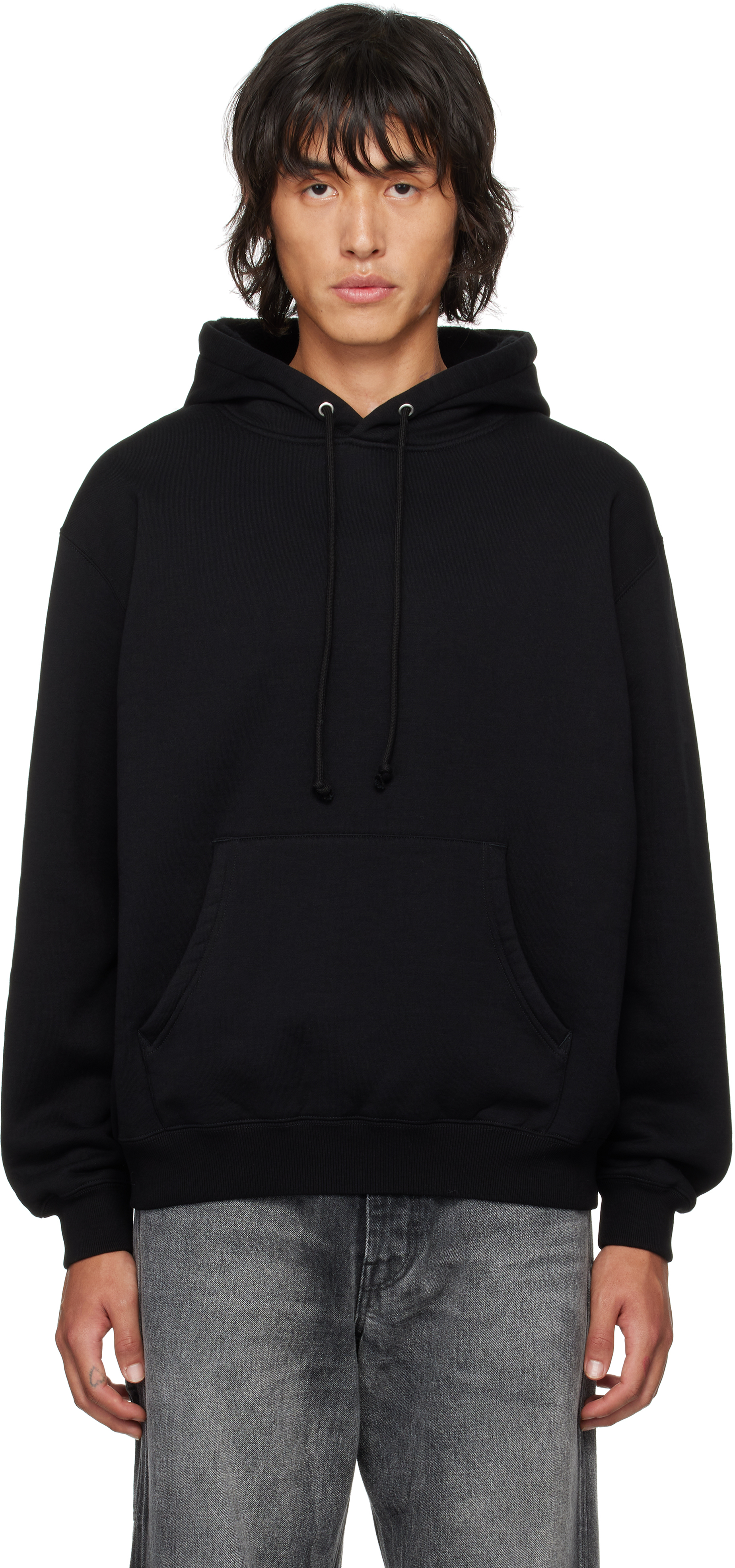 Shop Auralee Black Smooth Soft Sweat Hoodie