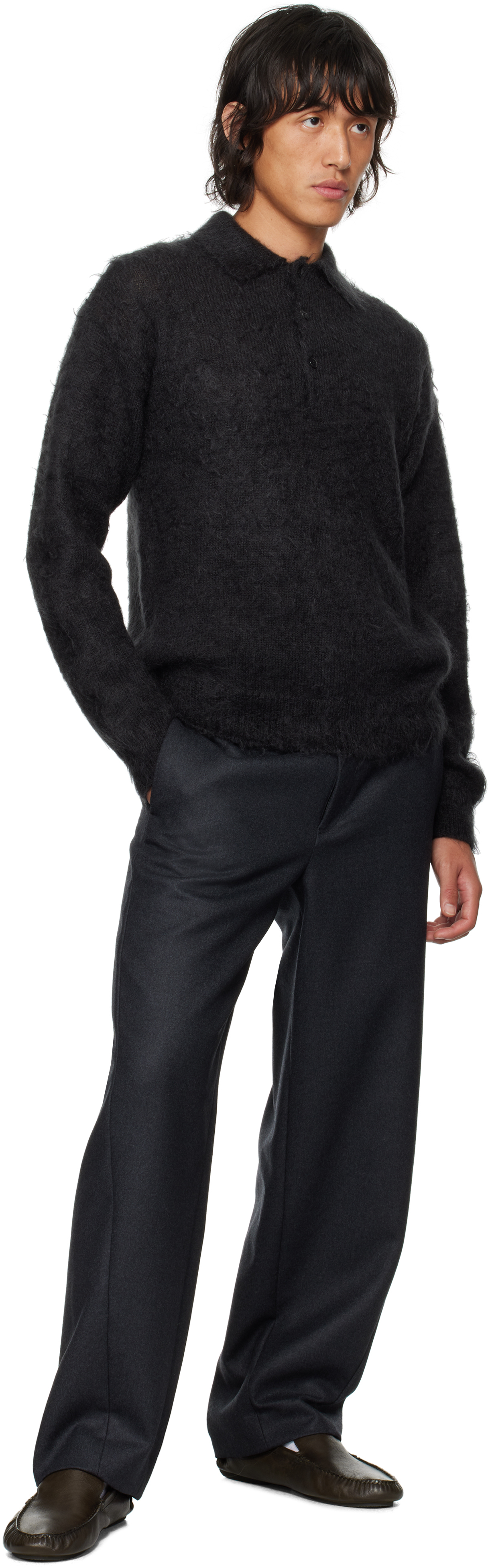Auralee Dark Jumper In Ink Black